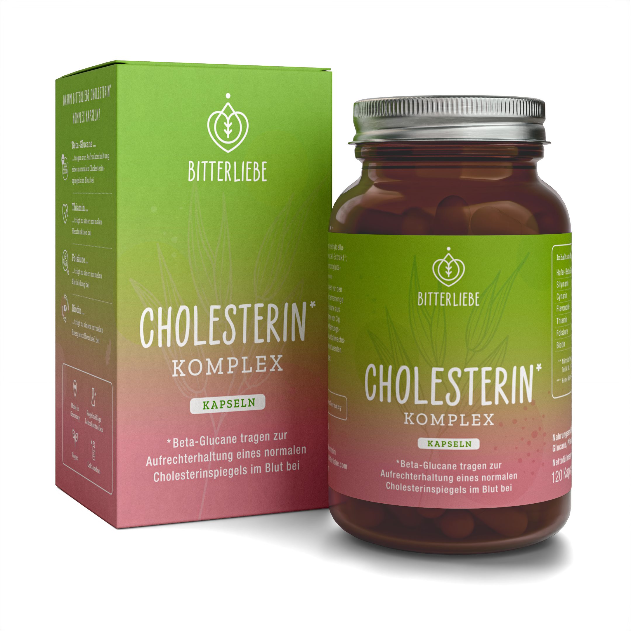 BitterLIebe - Cholesterin Komplex - Kombination aus Bitterstoffen & Beta-Glucane - Kapseln