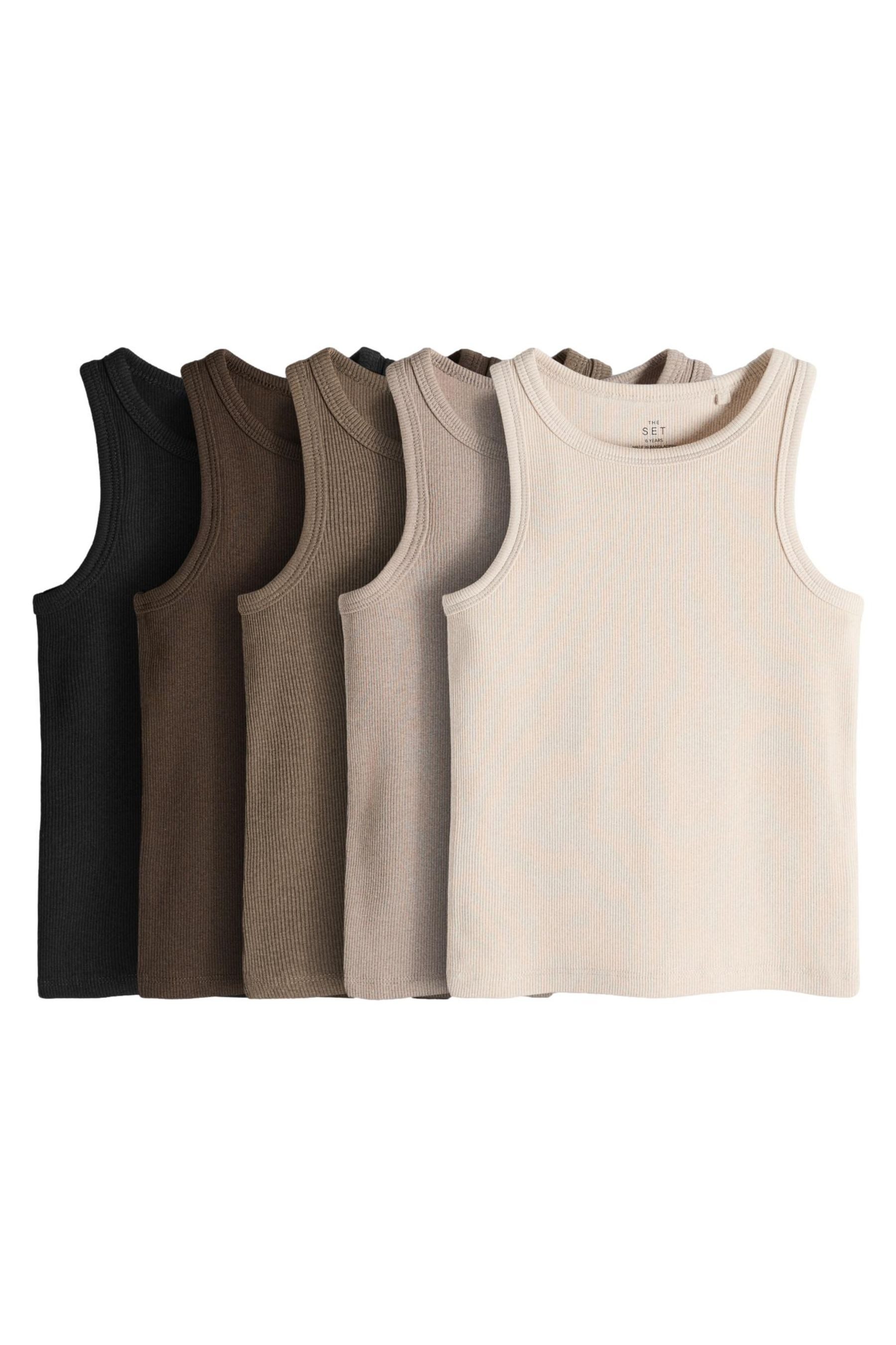The Set Trägertop The Set gerippte Jersey-Trägertops, 5er-Pack (5-tlg)