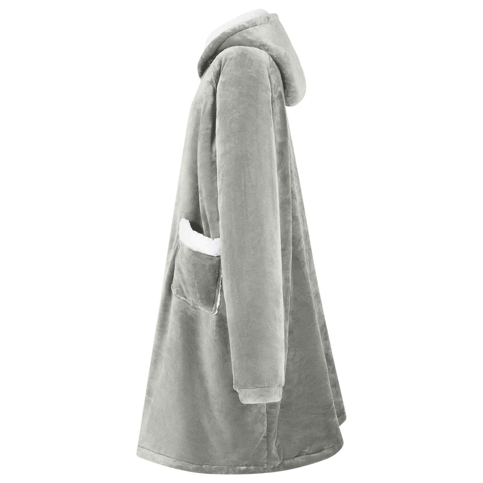 vidaXL Unisex-Bademantel Decken-Hoodie Grau M Fleece und Flanell, Vlies