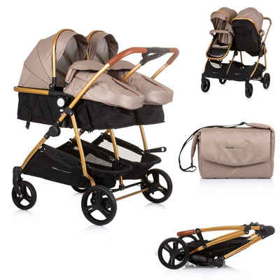 Chipolino Geschwisterwagen Geschwisterkinderwagen Duo Smart, klappbar, umbaubar, verstellbar, Fußsack