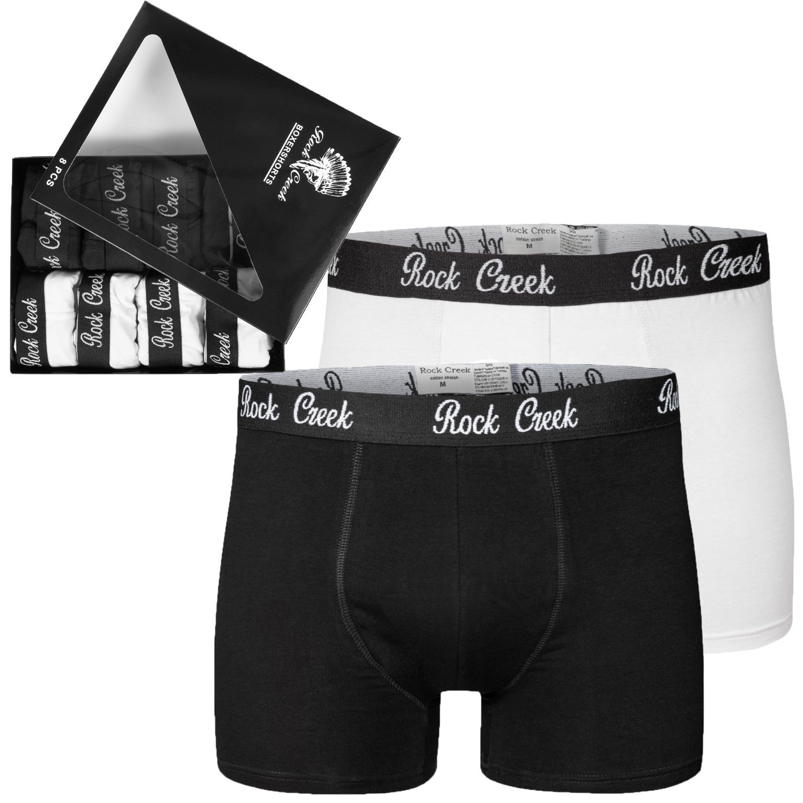 Rock Creek Boxershorts Herren Boxershorts 8er Set Schwarz und Weiß H-218 schwarz | weiß