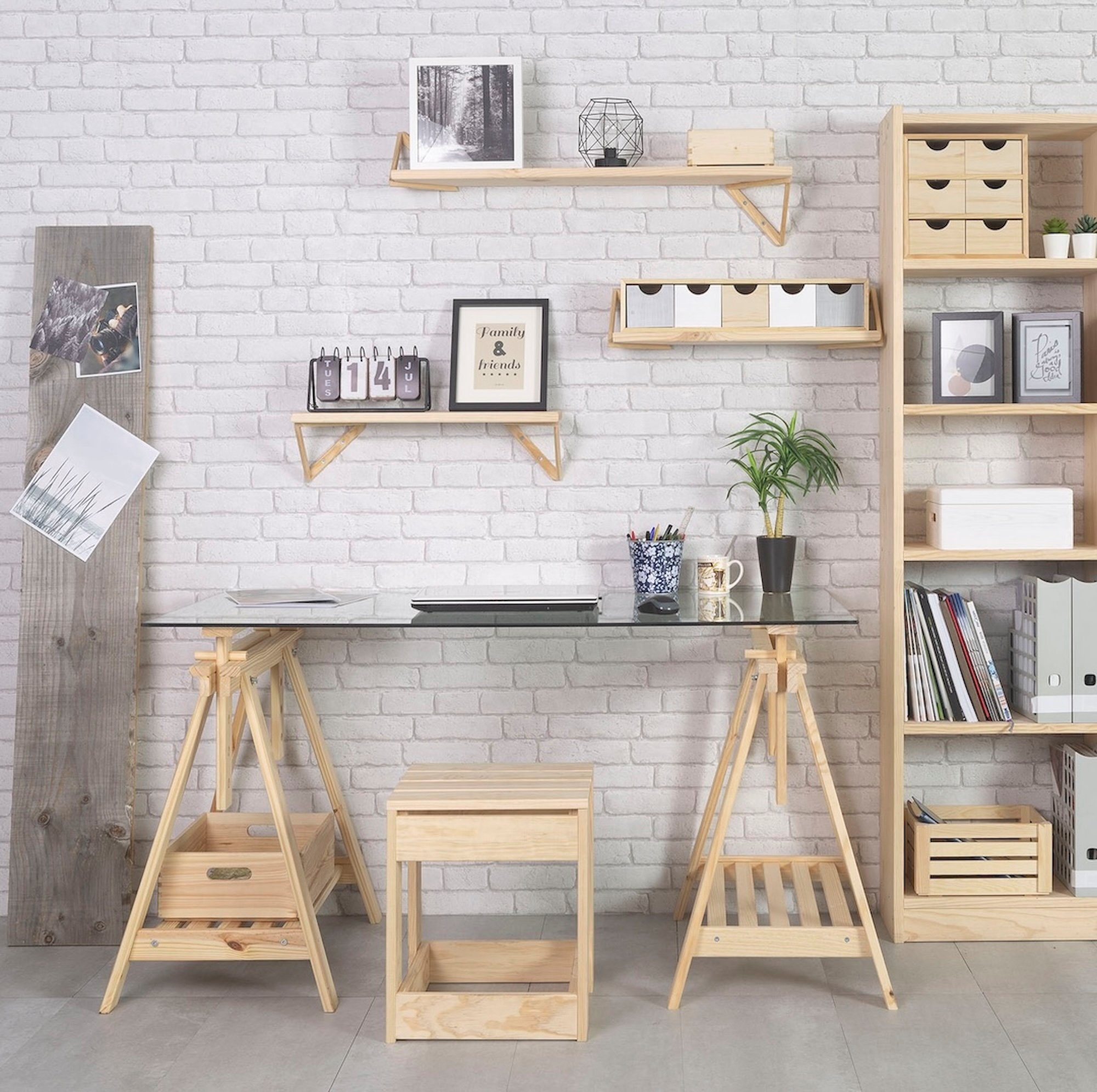 Astigarraga Kit Line Fußhocker Höhenverstellbarer Holzbock "Archi Tec", Tischbein aus Massivholz, 5 Stufen höhenverstellbar: 70-101 cm