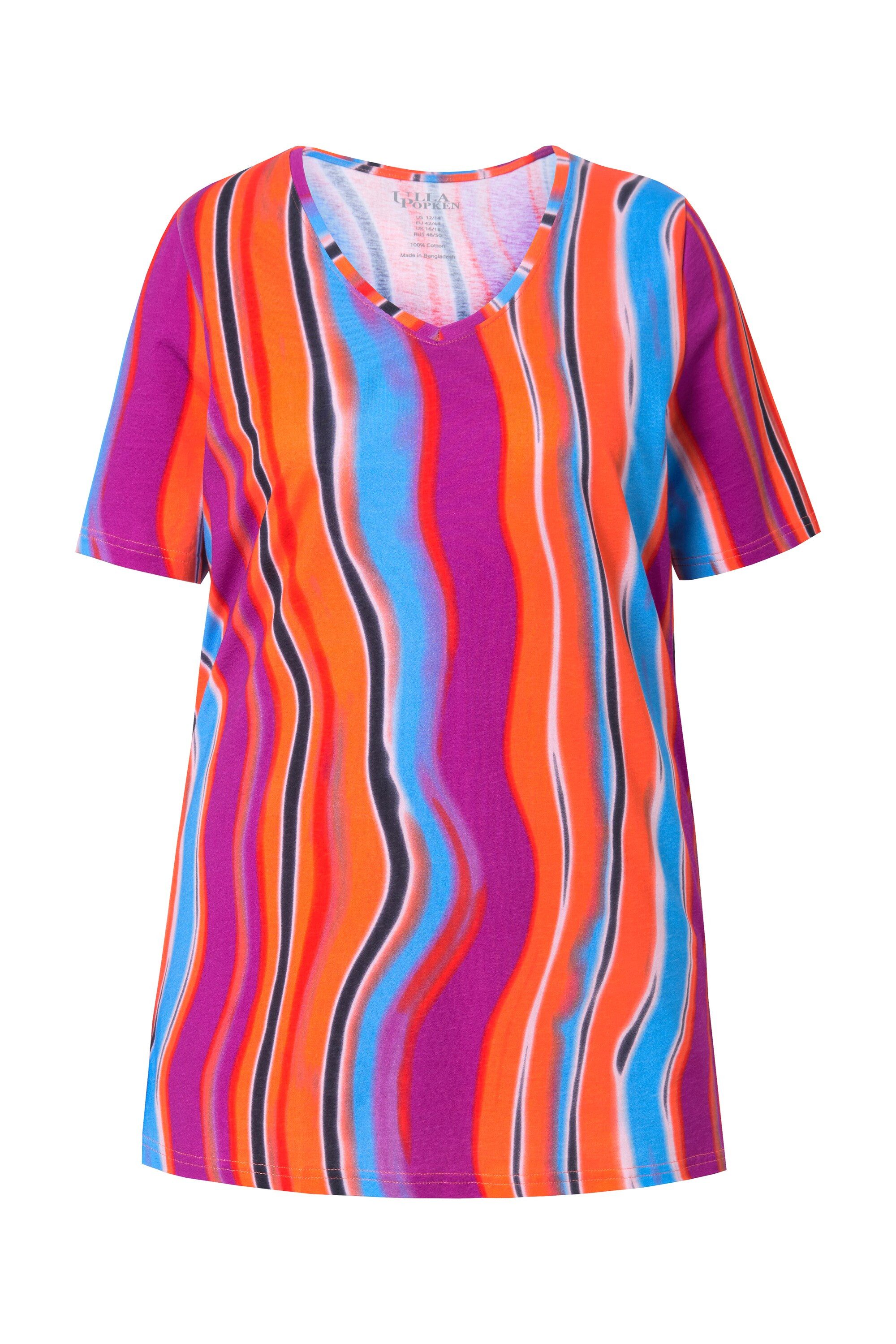 Ulla Popken Longshirt Longshirt A-Linie V-Ausschnitt Halbarm günstig online kaufen