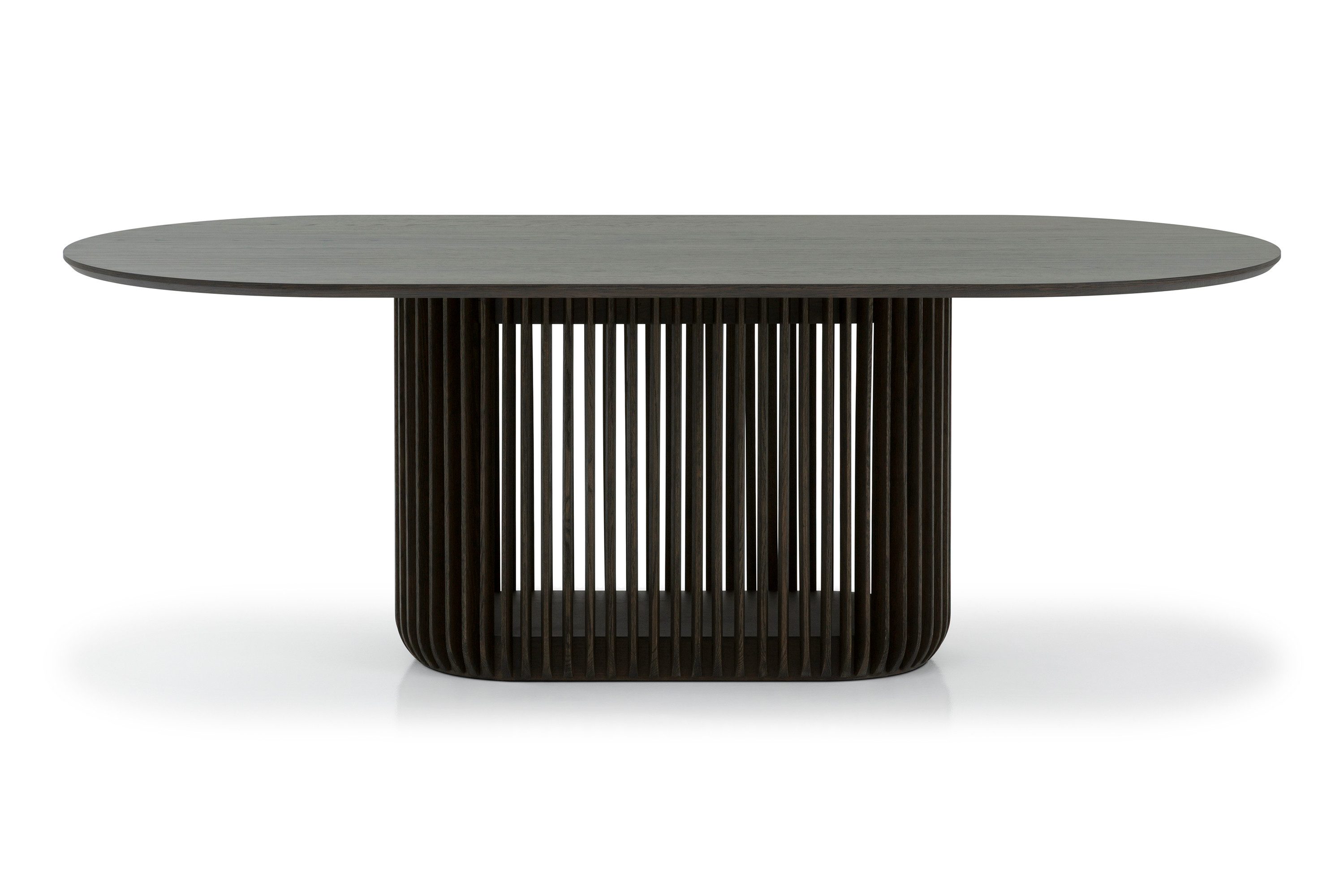 Woodek Design Esstisch FRANZ aus massiver Eiche und Eichenfurnier, Espresso, Handgefertigt (Espresso matt lackiert, 1-St., Oberfläche Espresso matt lackiert), Maße: 220x105 cm, Höhe 76 cm