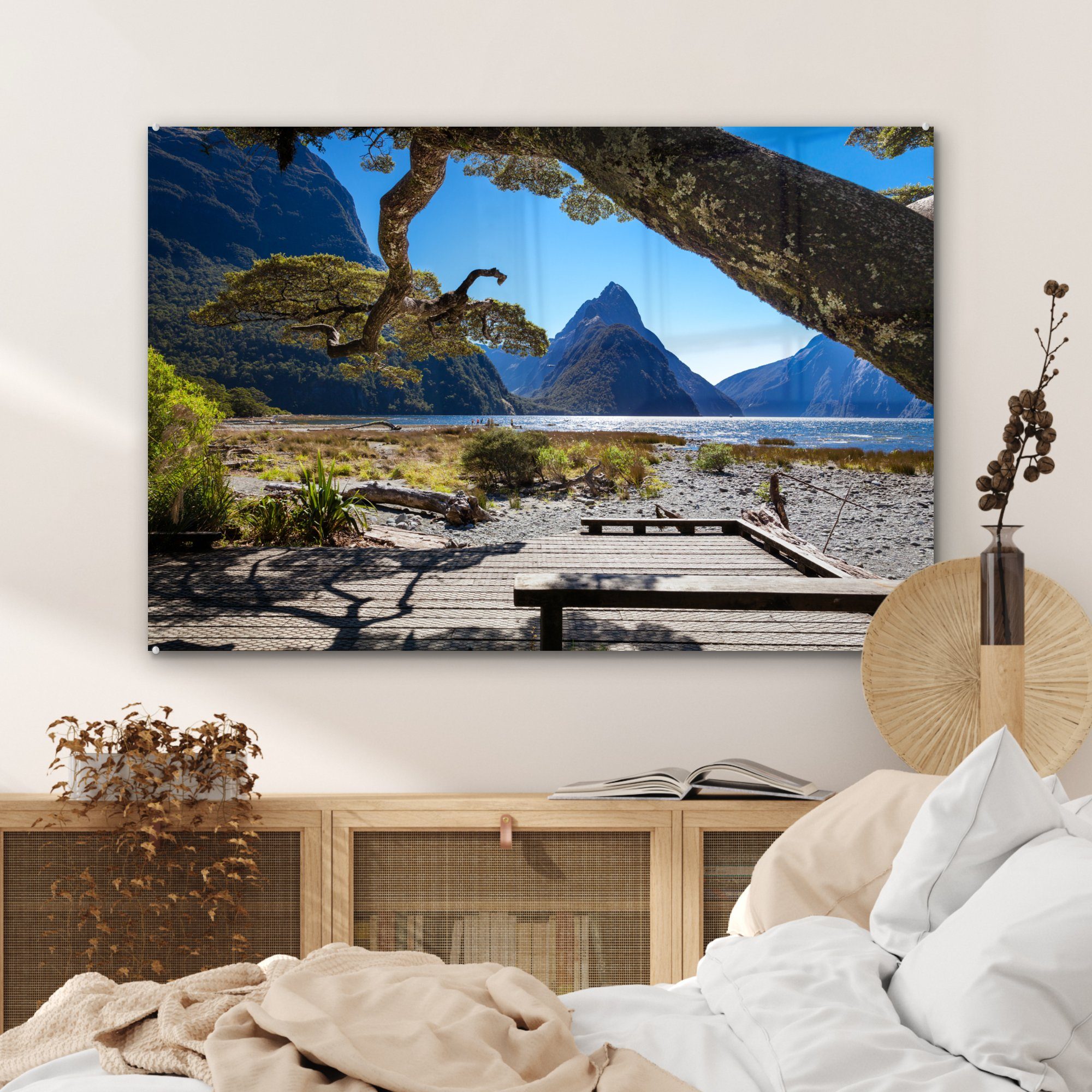 Berge, - & Acrylglasbild MuchoWow Neuseeland St), Boom (1 Schlafzimmer Wohnzimmer - Acrylglasbilder