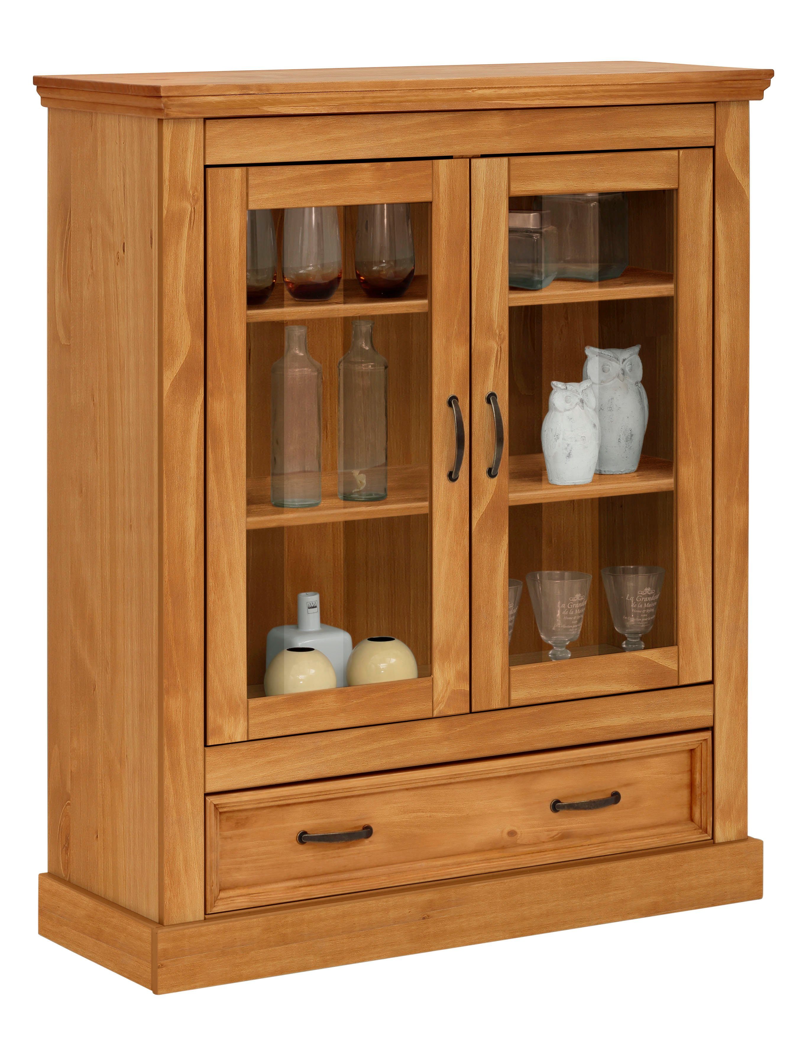 Home affaire Vitrine Selma Highboard aus massivem Kiefernholz, mit Griffen günstig online kaufen