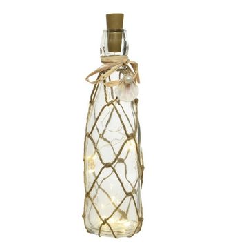 MARELIDA LED Dekolicht LED Dekoflasche mit Drahtlichterkette Juteseil Maritim Flaschenlicht, LED Classic, warmweiß (2100K bis 3000K)