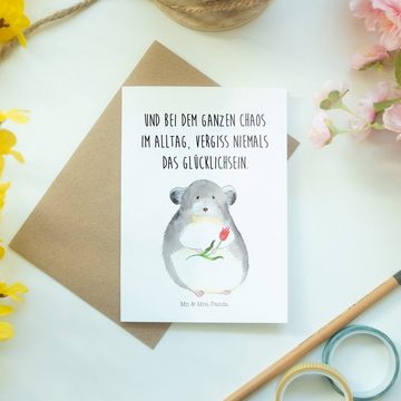 Mr. & Mrs. Panda Grußkarte Chinchilla Blume - Weiß - Geschenk, Büroalltag, Gute Laune, Glückwuns, Hochglänzende Veredelung