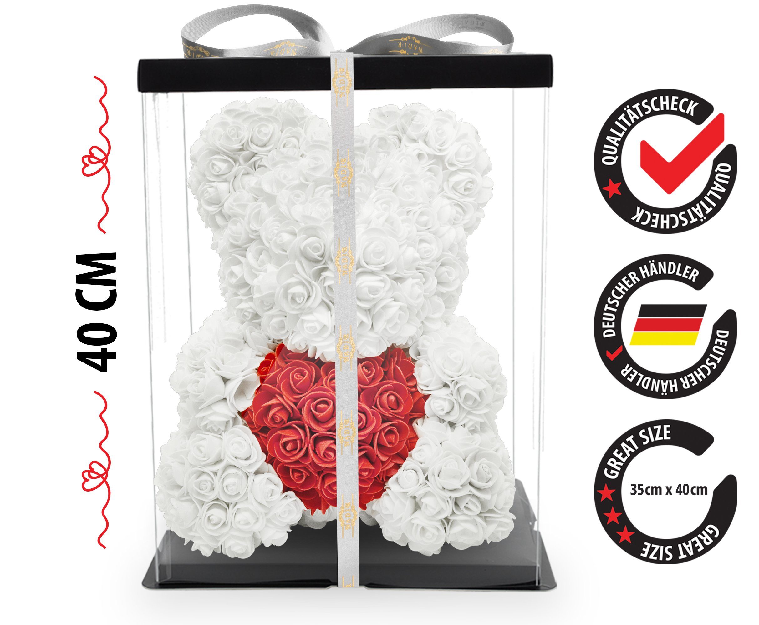 Kunstblume Rosenbär 40 cm inkl. Geschenkbox günstig online kaufen