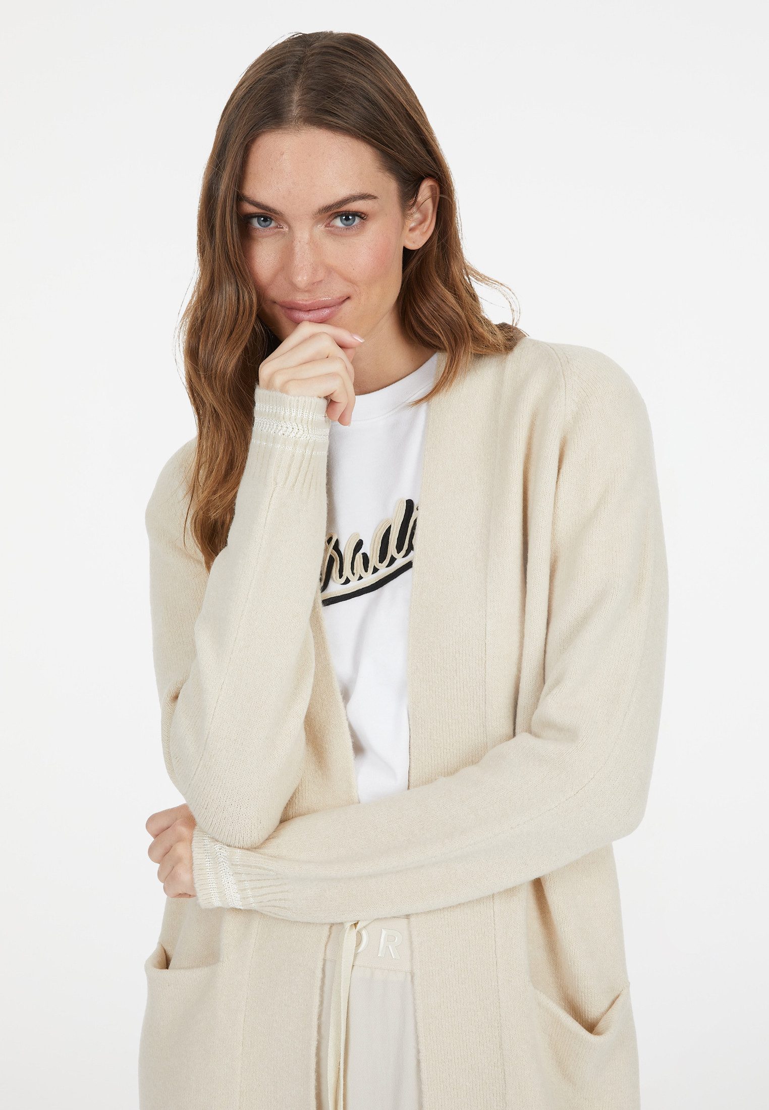 MARC AUREL Strickjacke mit Glanz-Details