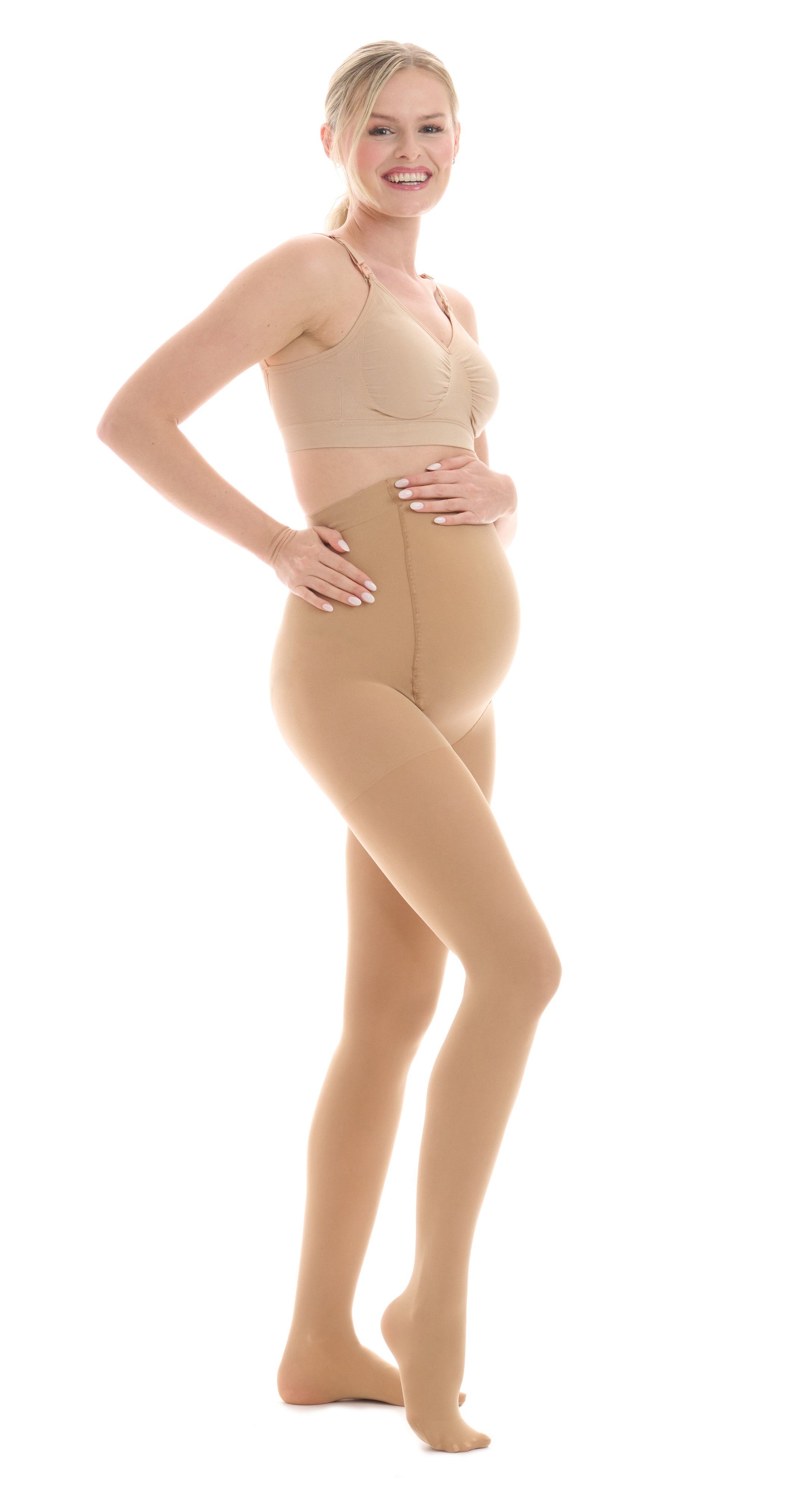 Herzmutter DEN St) Umstandsstrumpfhose dehnbar Beige Schwangerschaftsstrumpfhose 2 – (Einzelpack soft, Matt 50