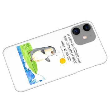 Mr. & Mrs. Panda Handyhülle Pinguin Surfer - Weiß - Geschenk, Handy Case, Iphone 11, Wellen, surf