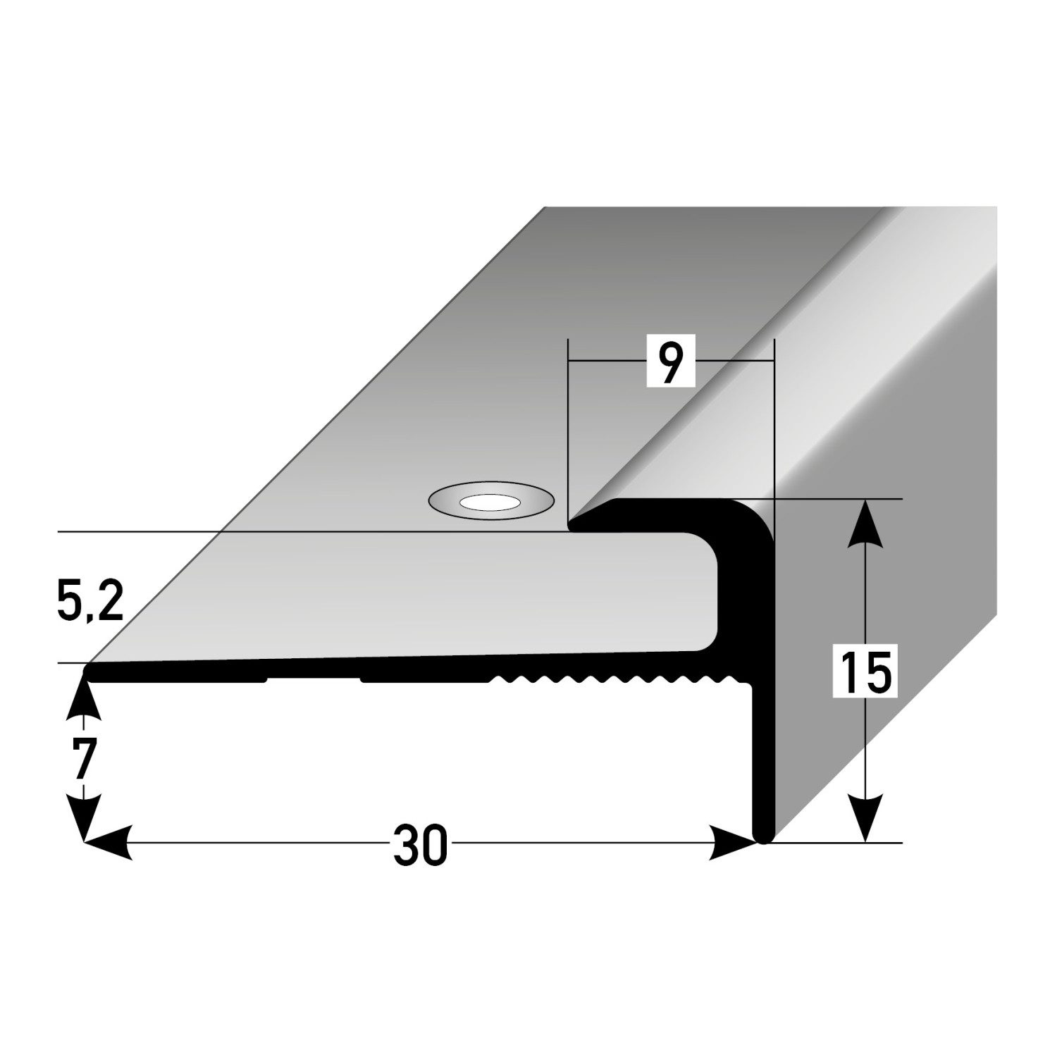 PROVISTON Abschlussprofil 5 x 15 x 30 x 900 mm Alu eloxiert Spez.emailliert Schwarz Gebohrt