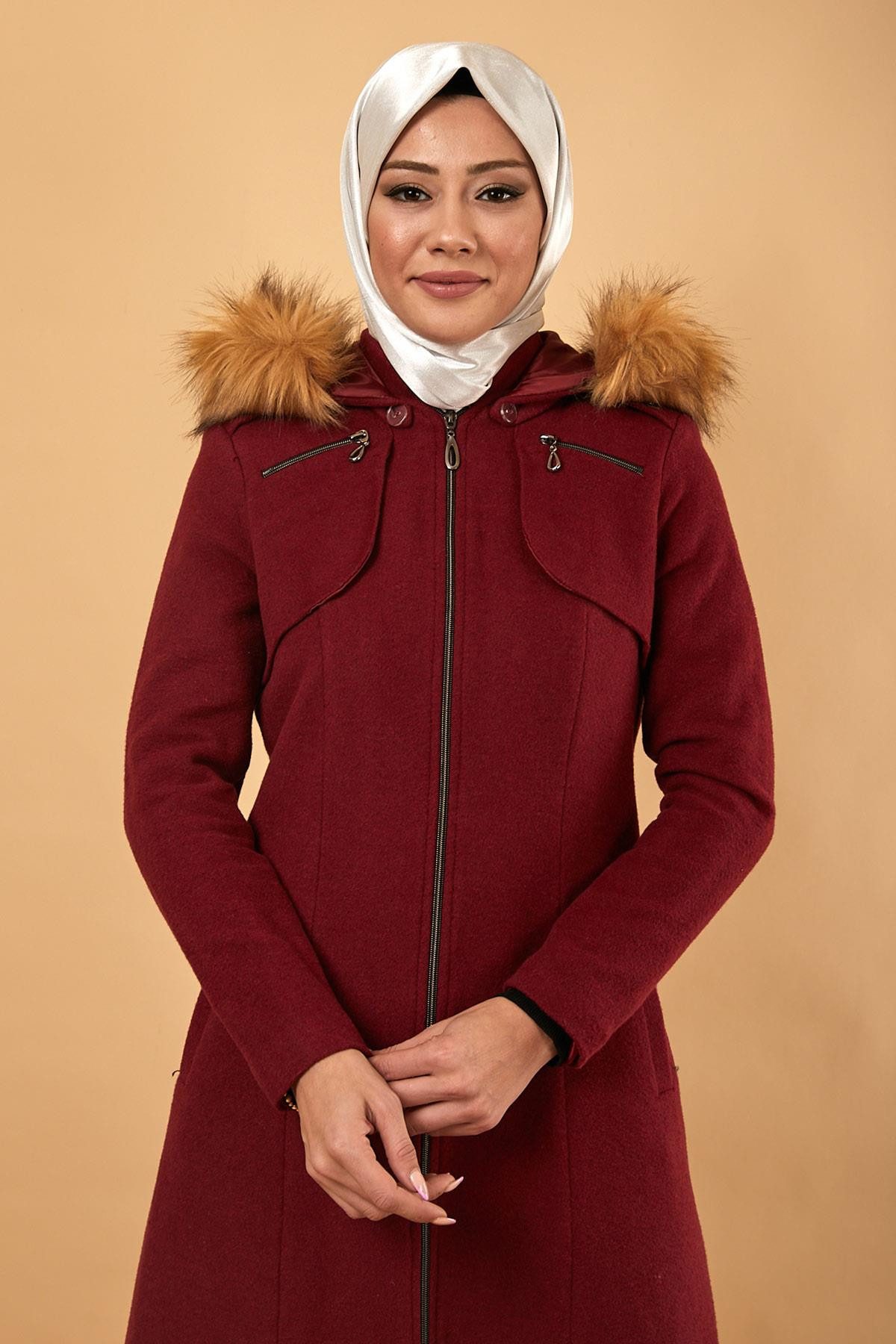 MODAMİHRAM Wintermantel Reißverschluss-Kapuzenwollmantel günstig online kaufen