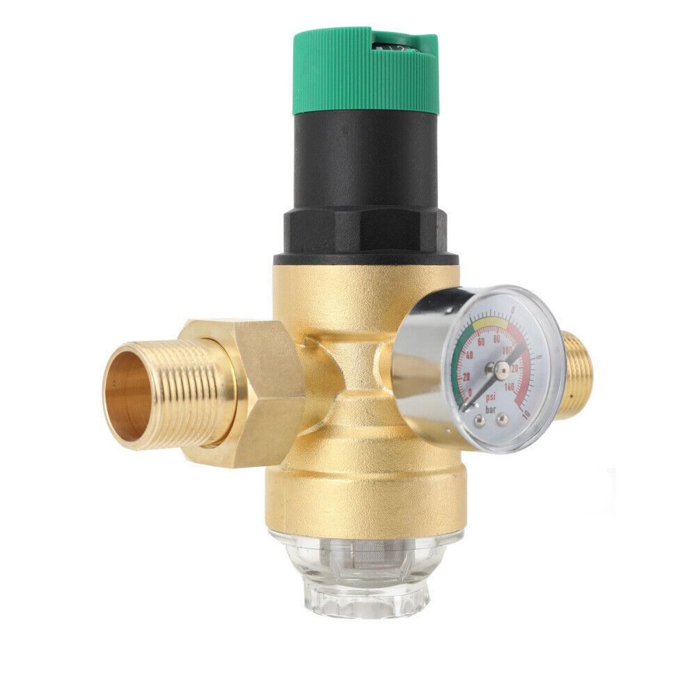 QUBEBU Druckregler Wasser-Druckminderer mit Manometer, DN15 1/2", DN20 3/4", DN25 1", (Druckregler für Wasser mit Manometer Siebfilter, Wasserhahn Verteiler)