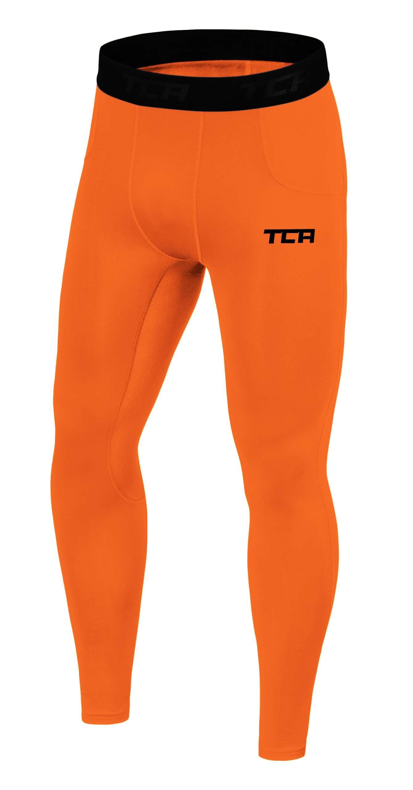 Funktionsleggings TCA Herren Leggings, Kompressionshose, Sporthose, Lang - Orange, S