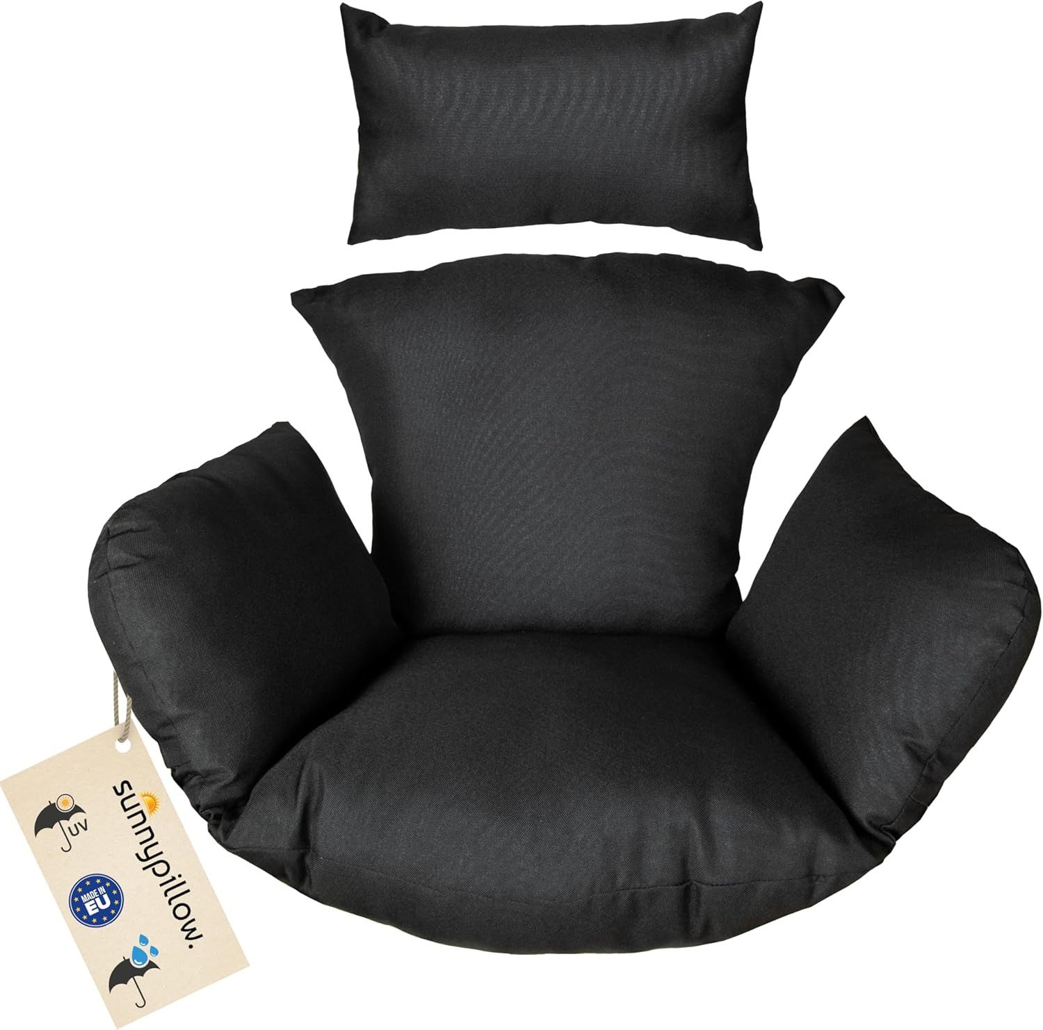sunnypillow Hängesessel Auflage für Rattan & Polyrattan Hängeschaukel, Schwarz