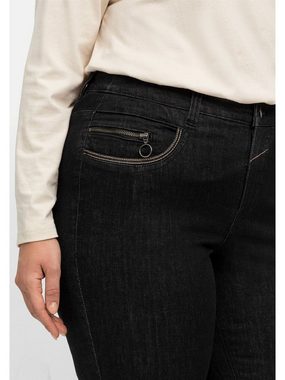 Sheego Bootcut-Jeans Große Größen mit Kontrast-Stickerei, extralang