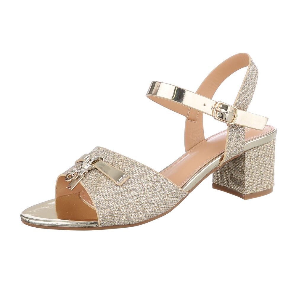 Ital-Design Damen Abendschuhe Party & Clubwear Sandalette (86192599) Blockabsatz Сандалии & Sandaletten in Gold