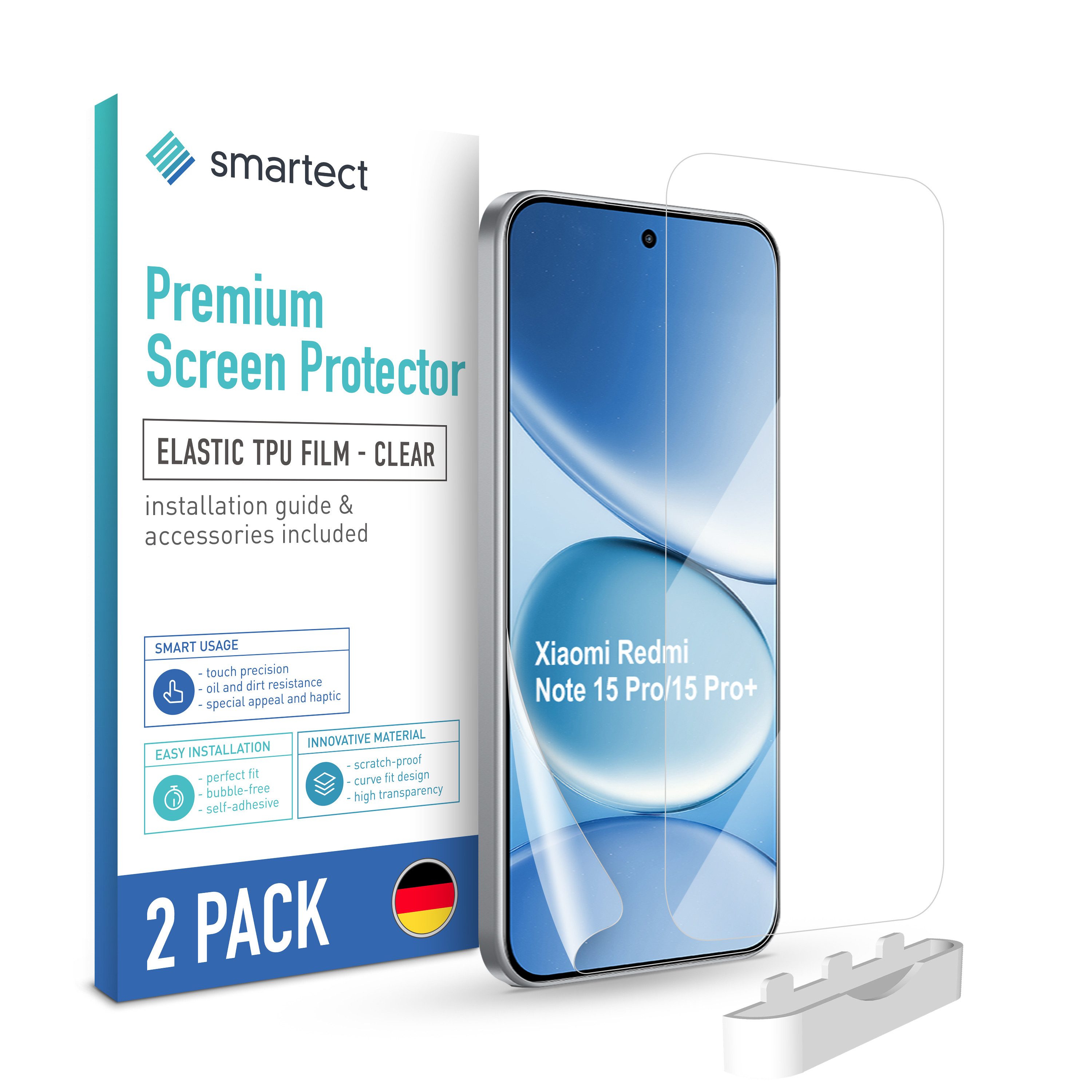 smartect Displayschutzfolie TPU Schutzfolie Klar für Xiaomi Redmi Note 15 Pro 4G / 15 Pro Plus, Set, 2 Stück, Panzerfolie Bildschirm Displayfolie