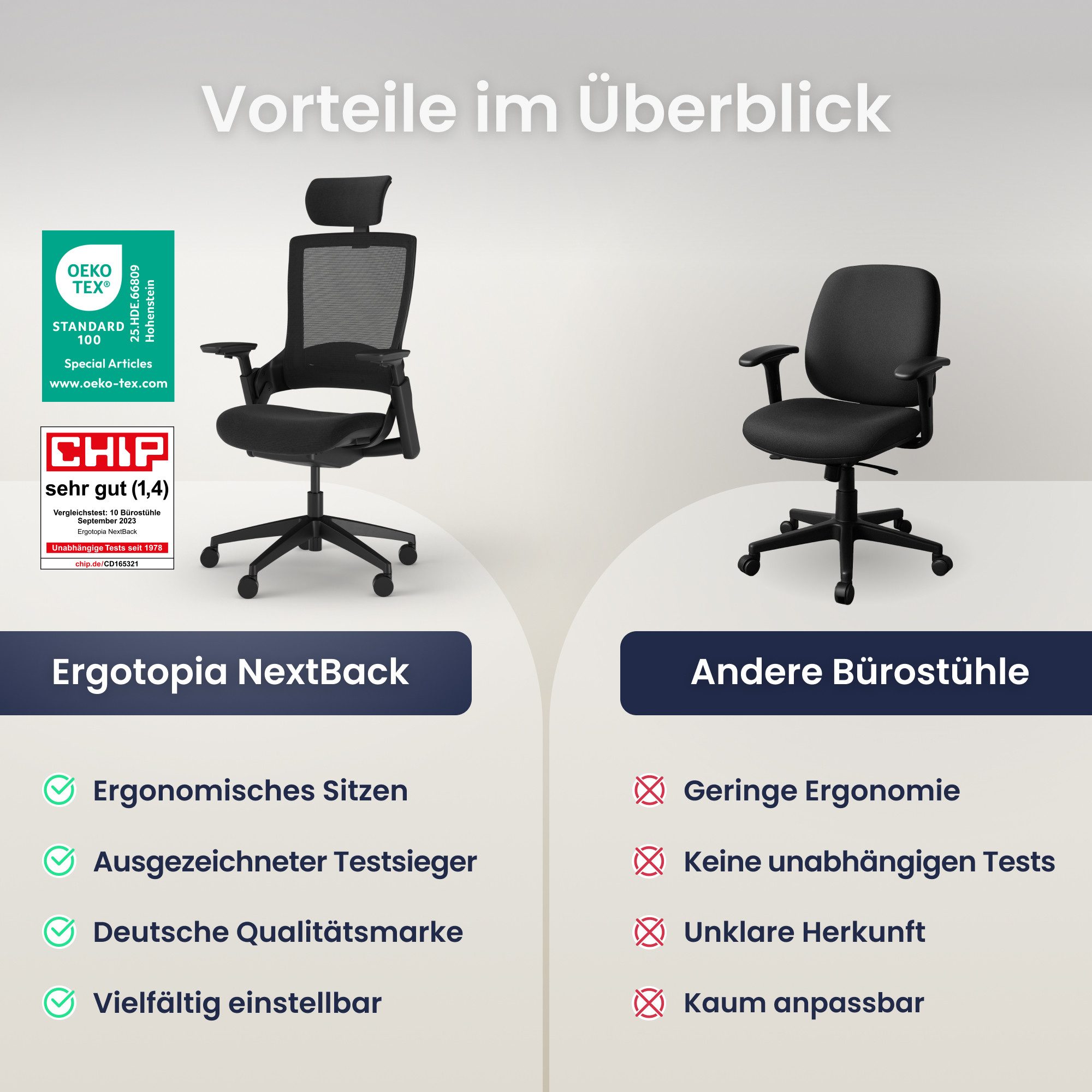 Ergotopia Bürostuhl ergonomischer Schreibtischstuhl NextBack, Drehstuhl mit günstig online kaufen