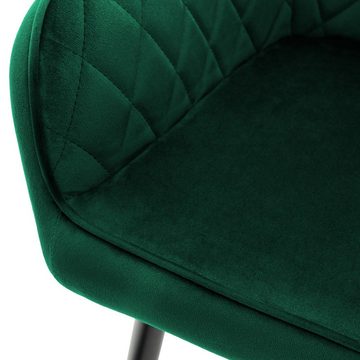 ML-DESIGN Stuhl Esszimmerstühle Wohnzimmerstuhl Polsterstuhl (4 St), 4er Set Dunkelgrün mit Samtbezug & Metallbeinen Ergonomisch