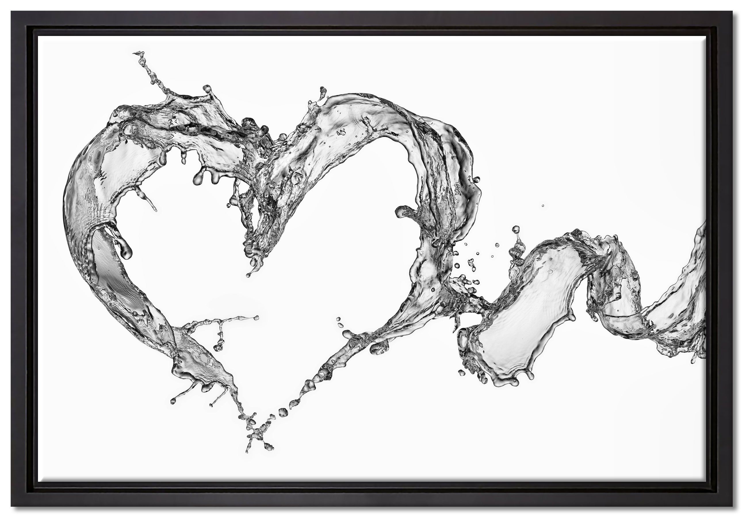 Pixxprint Leinwandbild Herz aus Wasser, Wanddekoration (1 St), Leinwandbild fertig bespannt, in einem Schattenfugen-Bilderrahmen gefasst, inkl. Zackenaufhänger