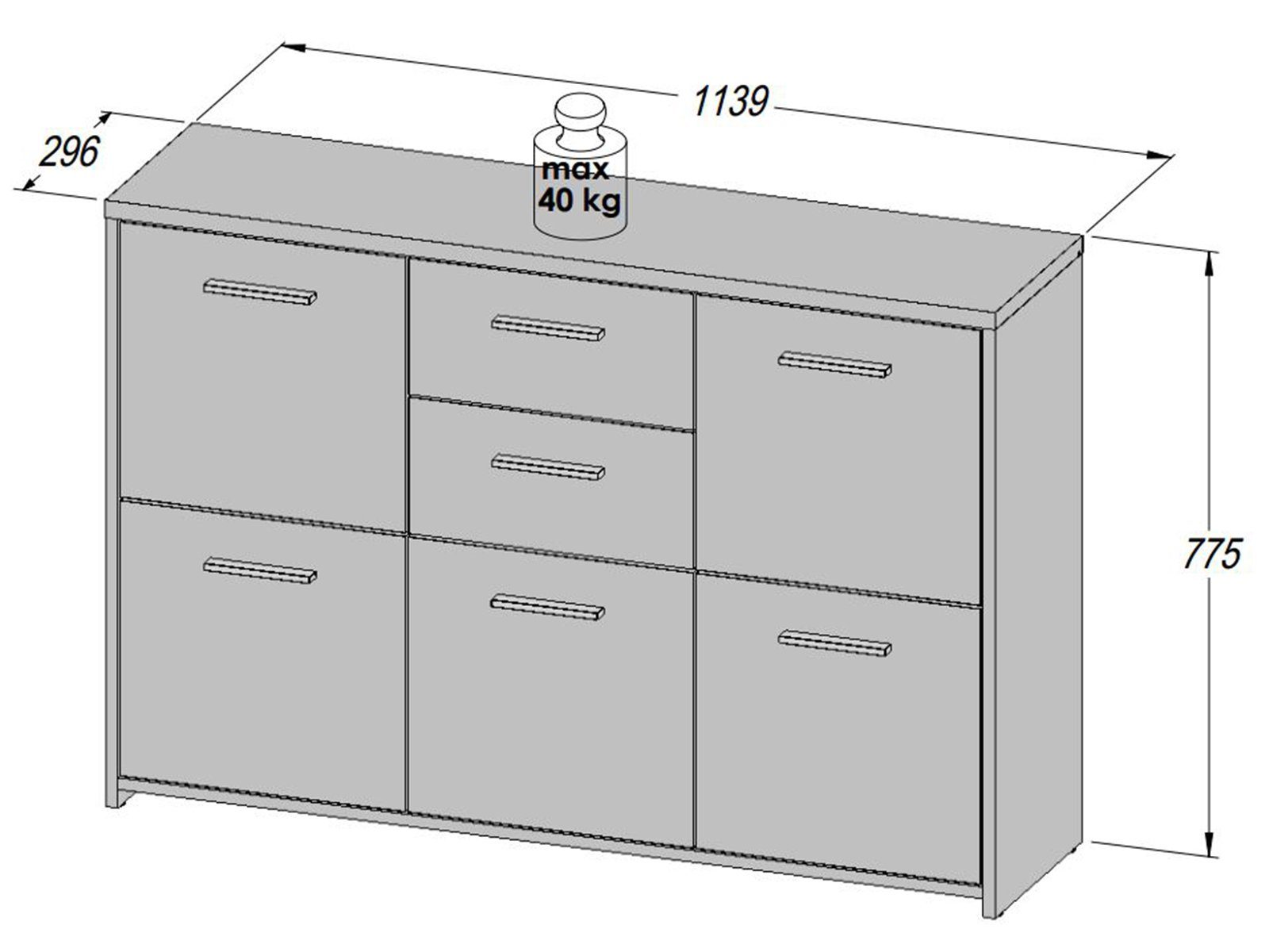FORTE Sideboard 114.1 x 77.5 x 29.6 cm (B/H/T)