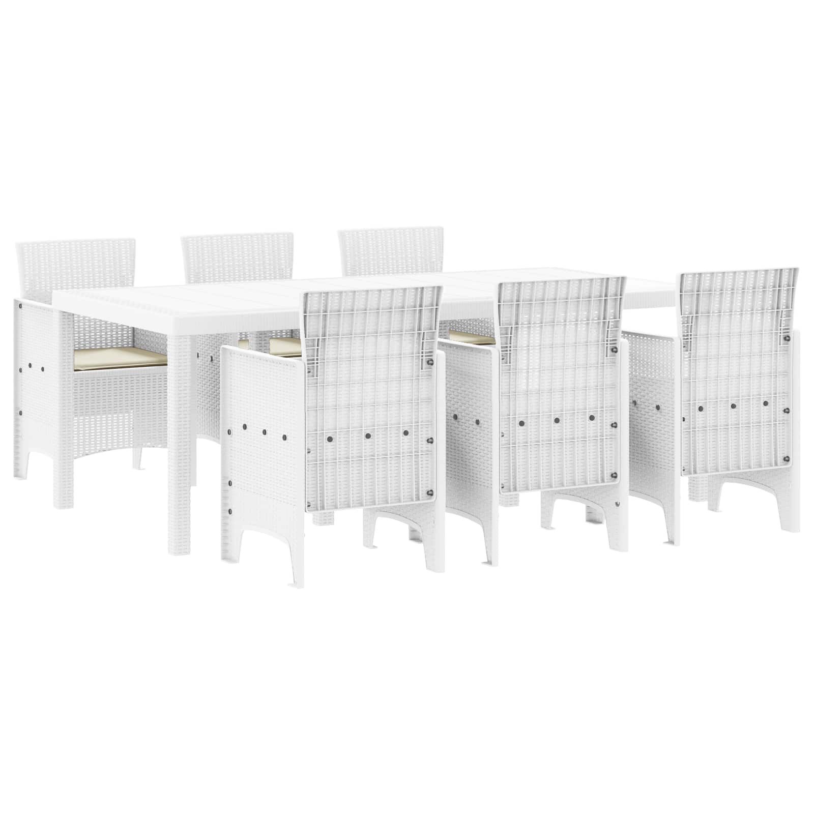 vidaXL Gartenlounge-Set Garten Essgruppe 7 stk. Weiß Polypropylen, (7-tlg)