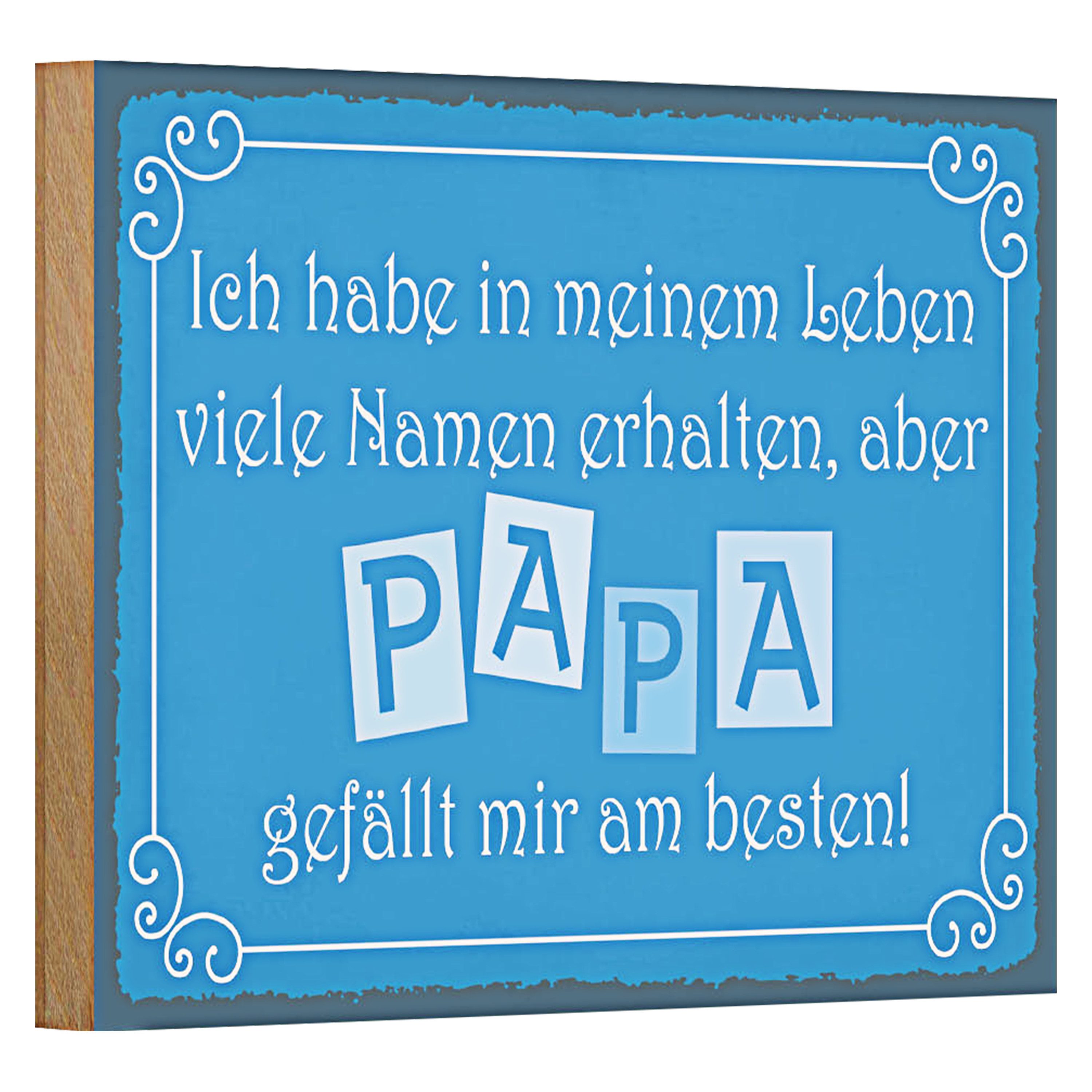 Roomando Holzbild Spruch 18x12cm Name Papa gefällt mir am besten
