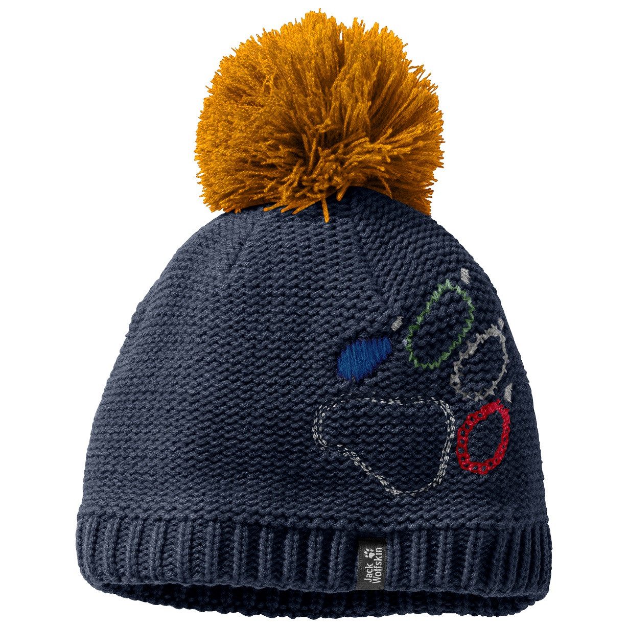 Jack Wolfskin Bommelmütze Mütze (Bommel) Paw Knit dunkelblau Kinder
