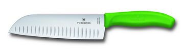 Victorinox Taschenmesser SwissClassic, Santokumesser, Kullenschliff, 17 cm, grün, Blister