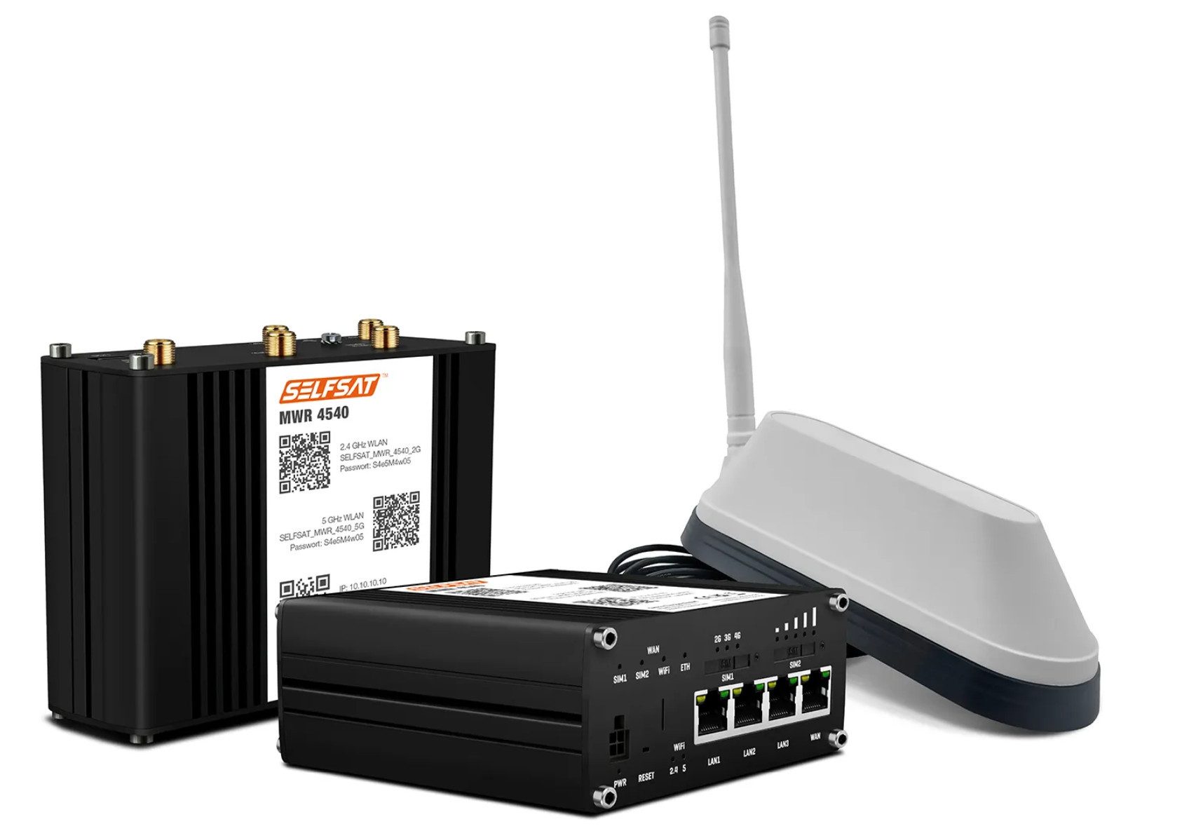 Selfsat MWR 4540 4G Cat 6 WLAN Router bis 300 Mbps inkl. SHARK 5G Antenne Mobilfunkantenne