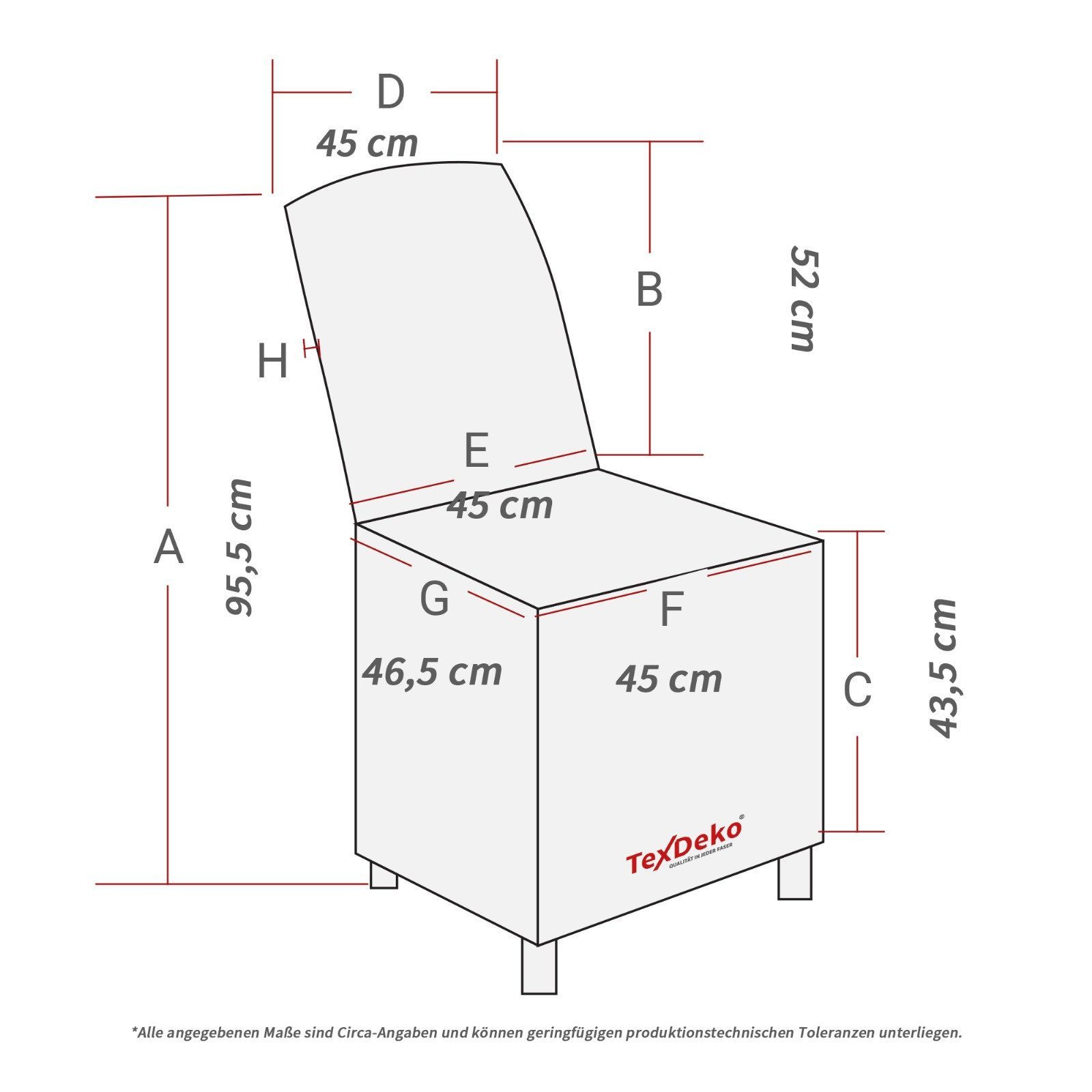 TexDeko Stuhlhusse Universal Stuhlhussen - Modell Paris, Stuhlbezug Premium waschbar, universell, blickdicht, pflegeleicht und wiederverwendbar
