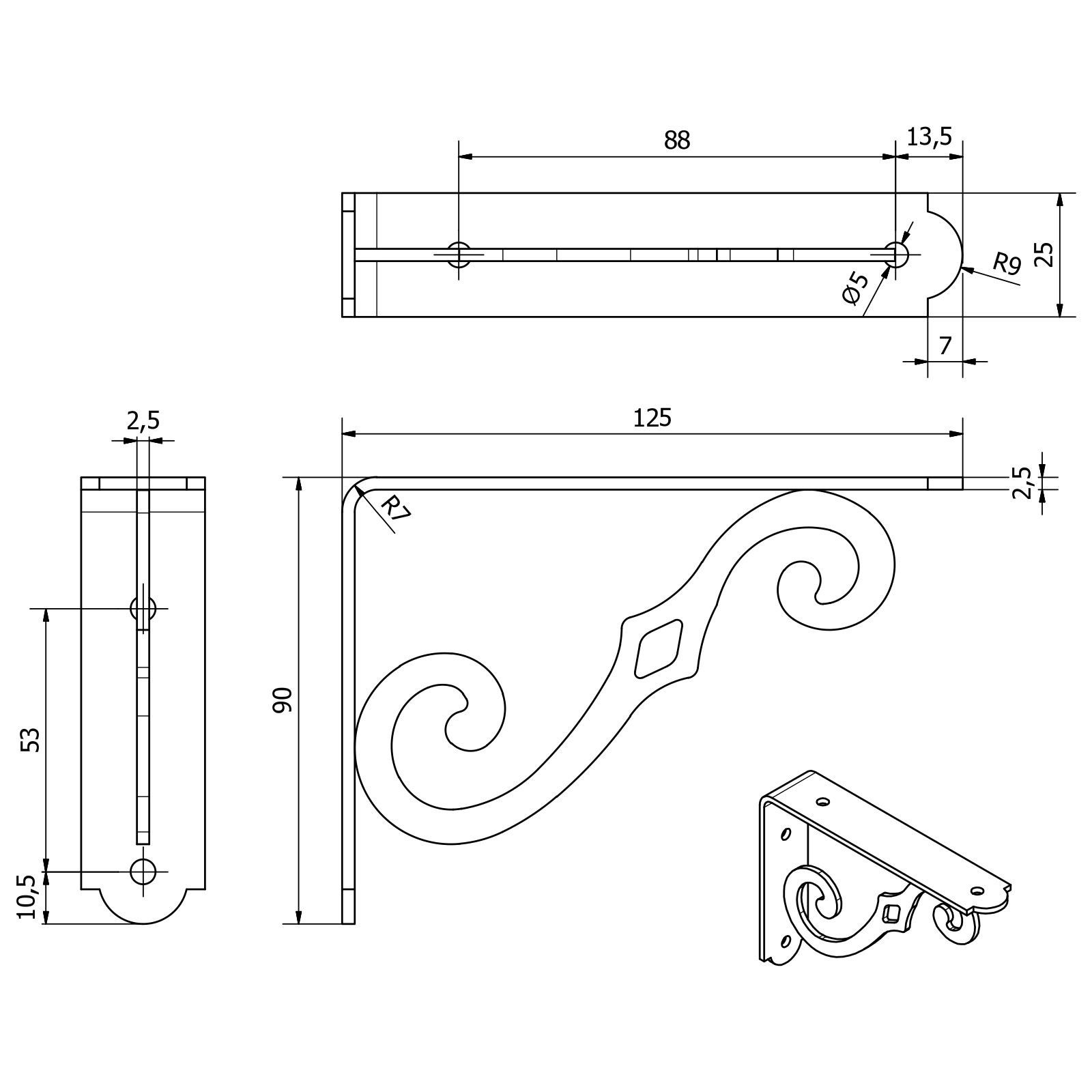 SO-TECH® Wandregalhalter Regalkonsole RK17 schwarz Tragkraft max. 30 kg pro Paar, 1-tlg., 125 x 90 mm – Bild 5 von 5