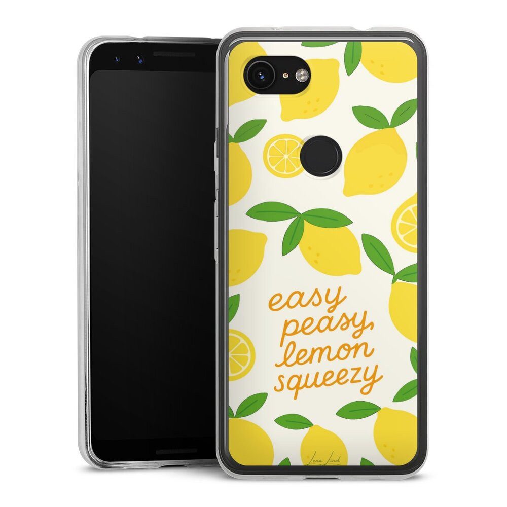DeinDesign Handyhülle Zitrone Spruch Statement Easy Peasy Lemon Queezy, Google Pixel 3a Slim Case Silikon Hülle Ultra Dünn Schutzhülle