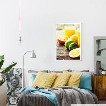 Sinus Art Poster Food-Fotografie 60x90cm Poster Limetten Orangen und frisch gepresster Saft
