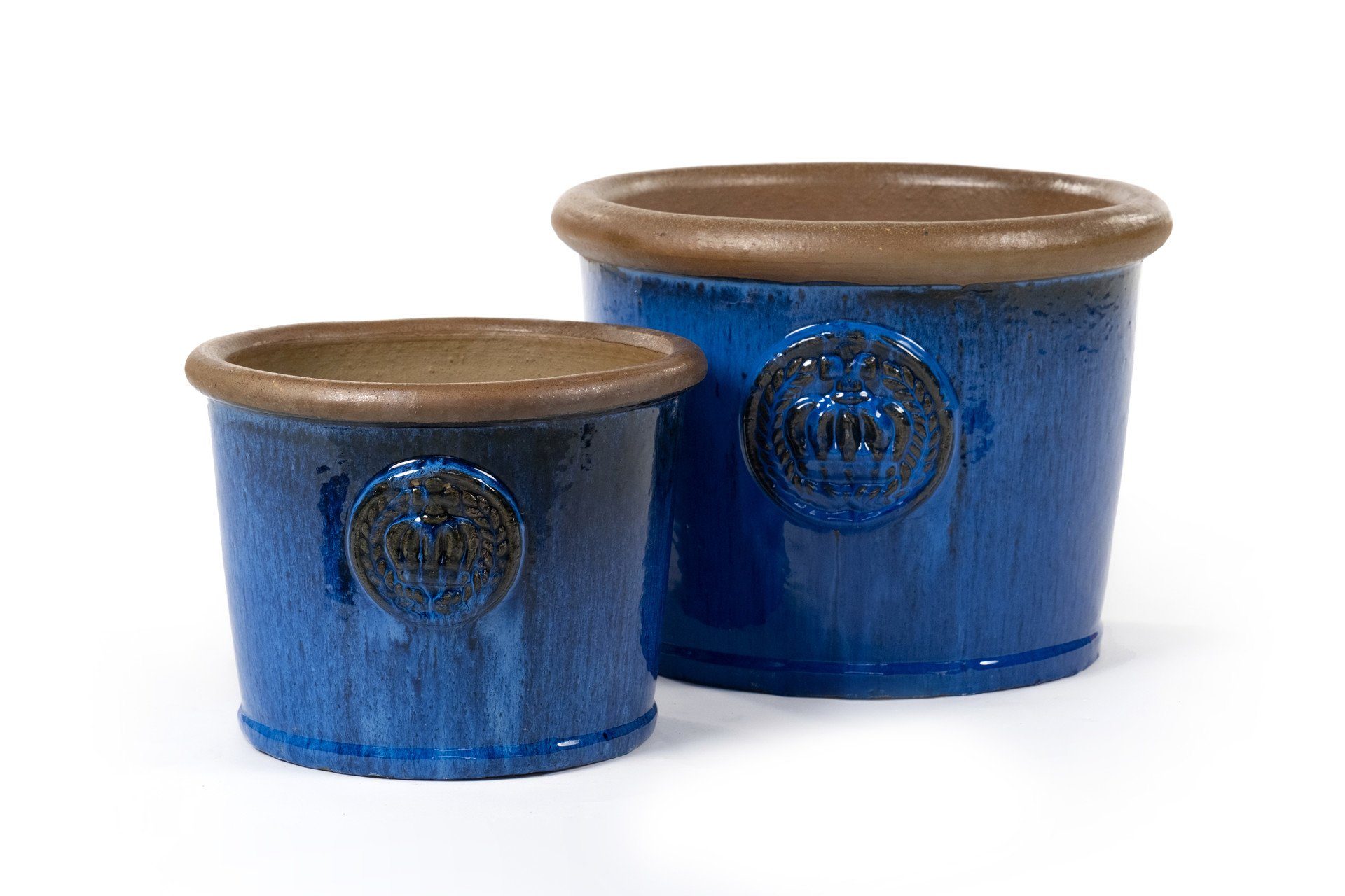 I" 34x26cm Keramik Blumentopf Frostfest 100% Pflanzkübel "Provence Blau, Teramico
