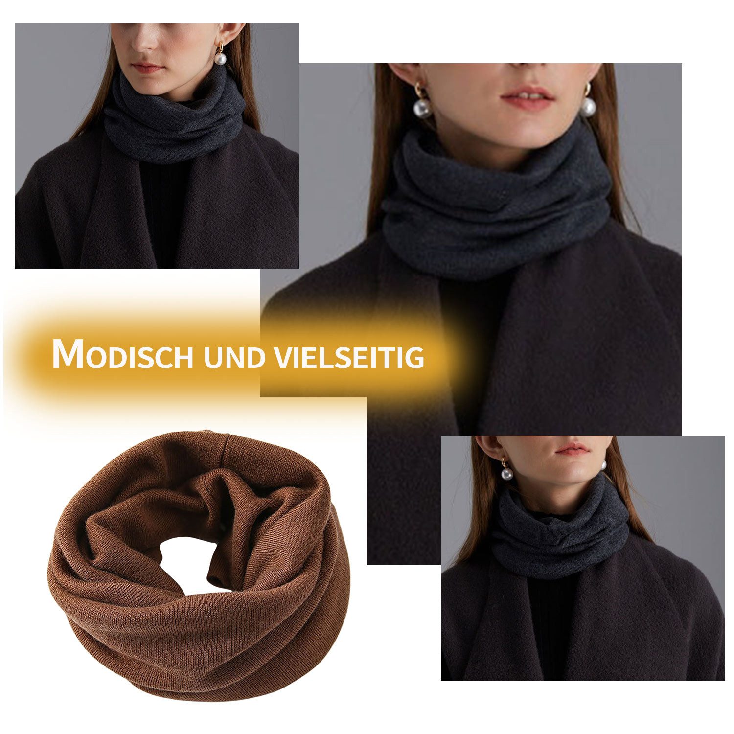 Refttenw Halswärmer Schlauchschal Loop Schal Damen Winter Wolleschal, 46x23cm