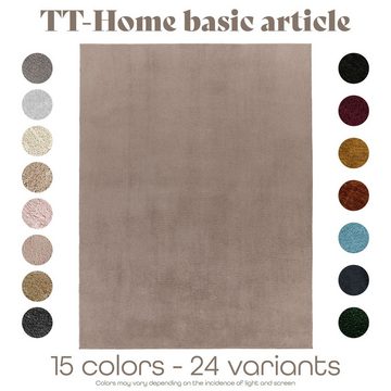 Teppich Wohnzimmer Kurzflor Einfarbig Modernes Design Waschbar, TT Home, rund, Höhe: 14 mm