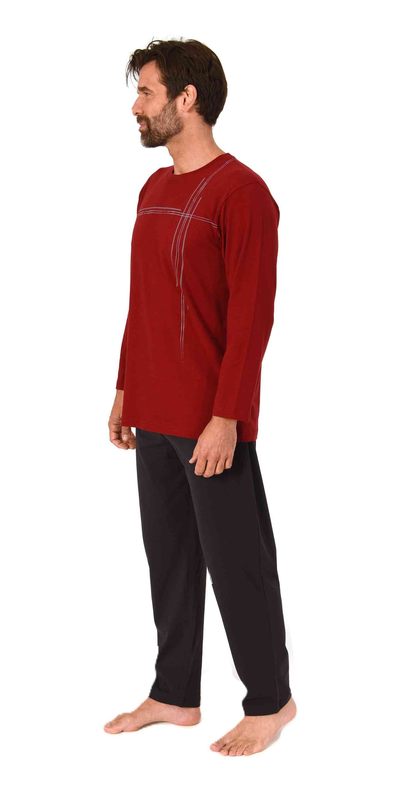 Normann Pyjama Normann Herren langarm Schlafanzug mit Frontprint in zeitlos günstig online kaufen