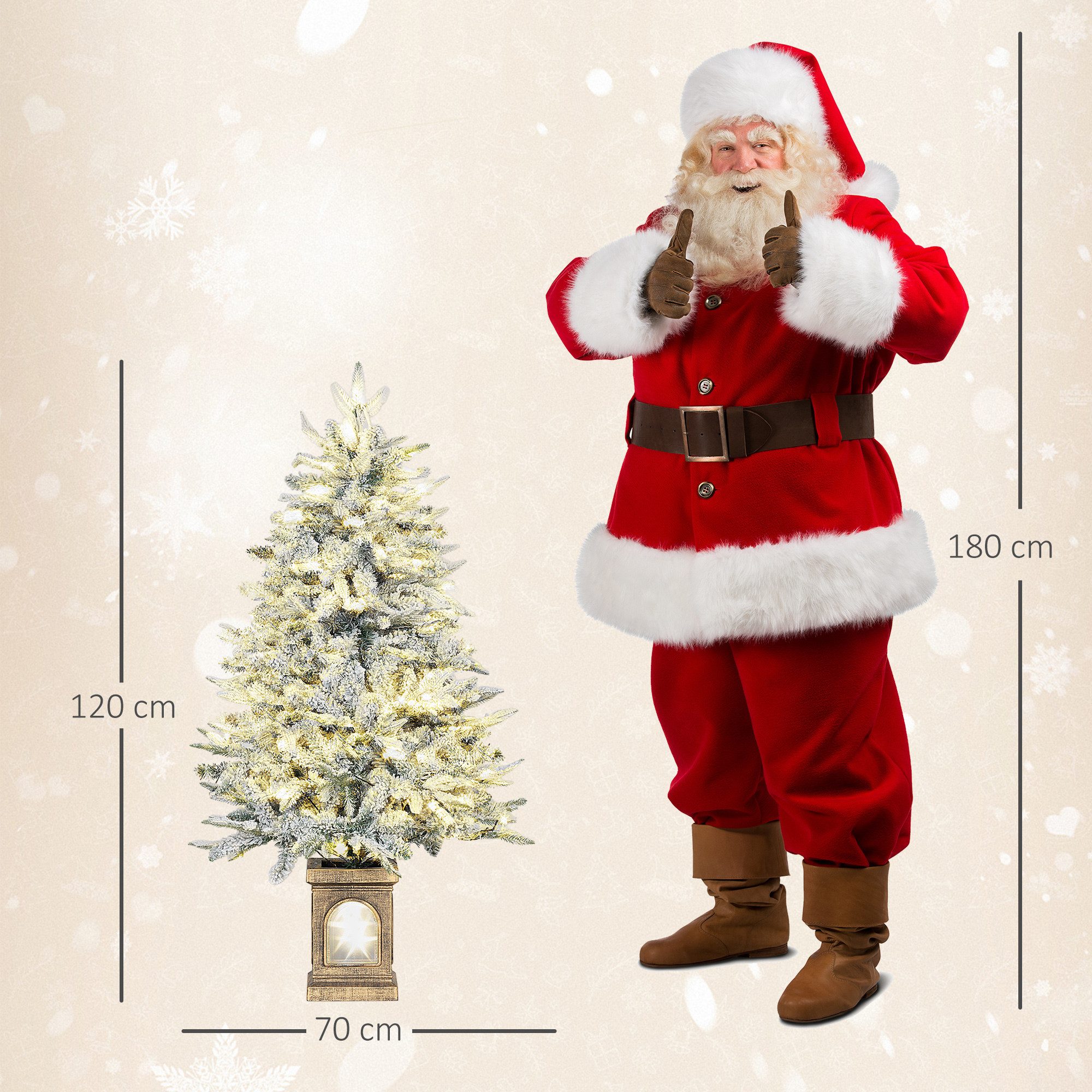 HOMCOM Künstlicher Weihnachtsbaum Flammbeständig, Tannenbaum, 100 LEDs, 8 Modi, Grün