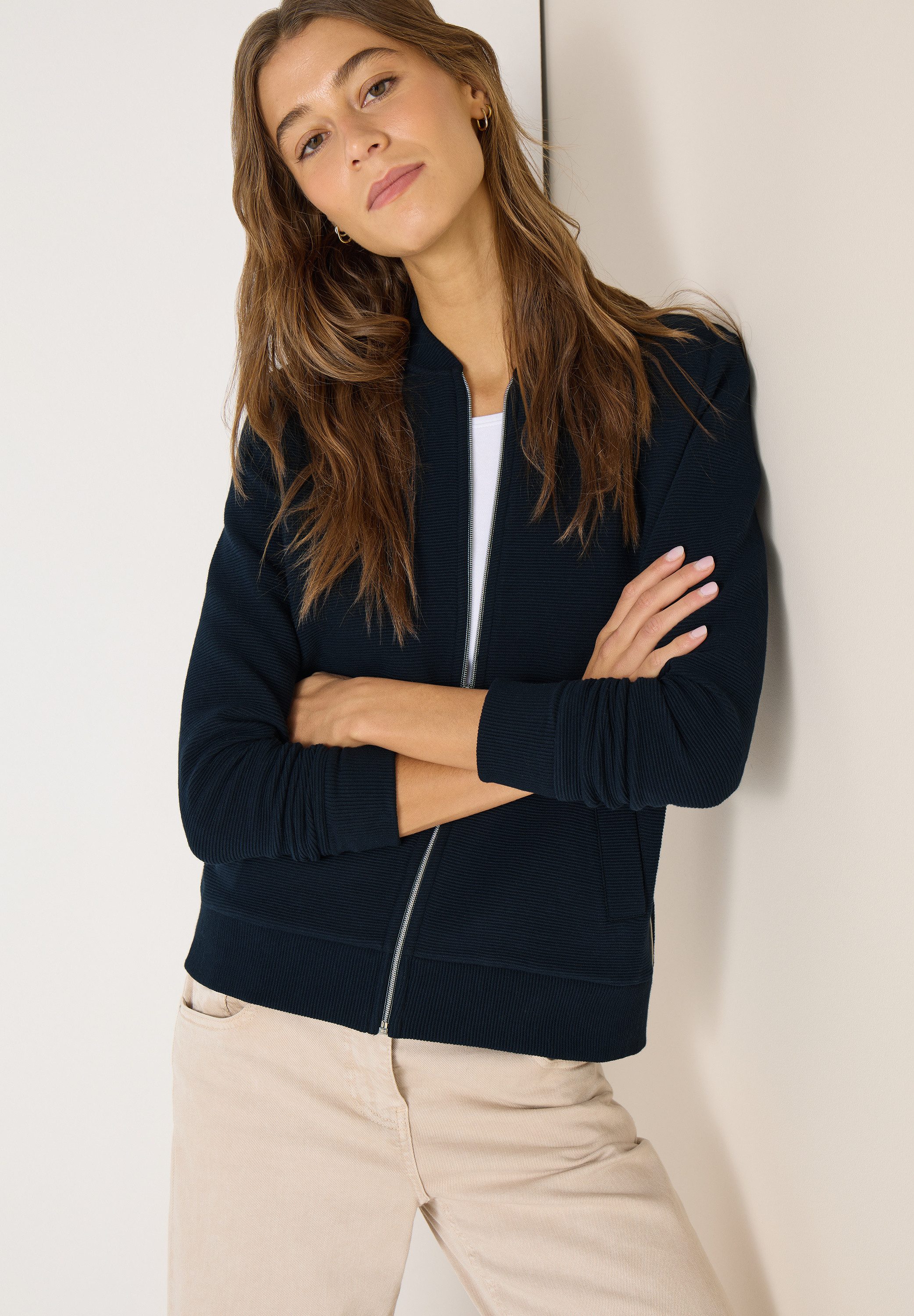 CECIL Sweatjacke mit feiner Ottoman-Struktur