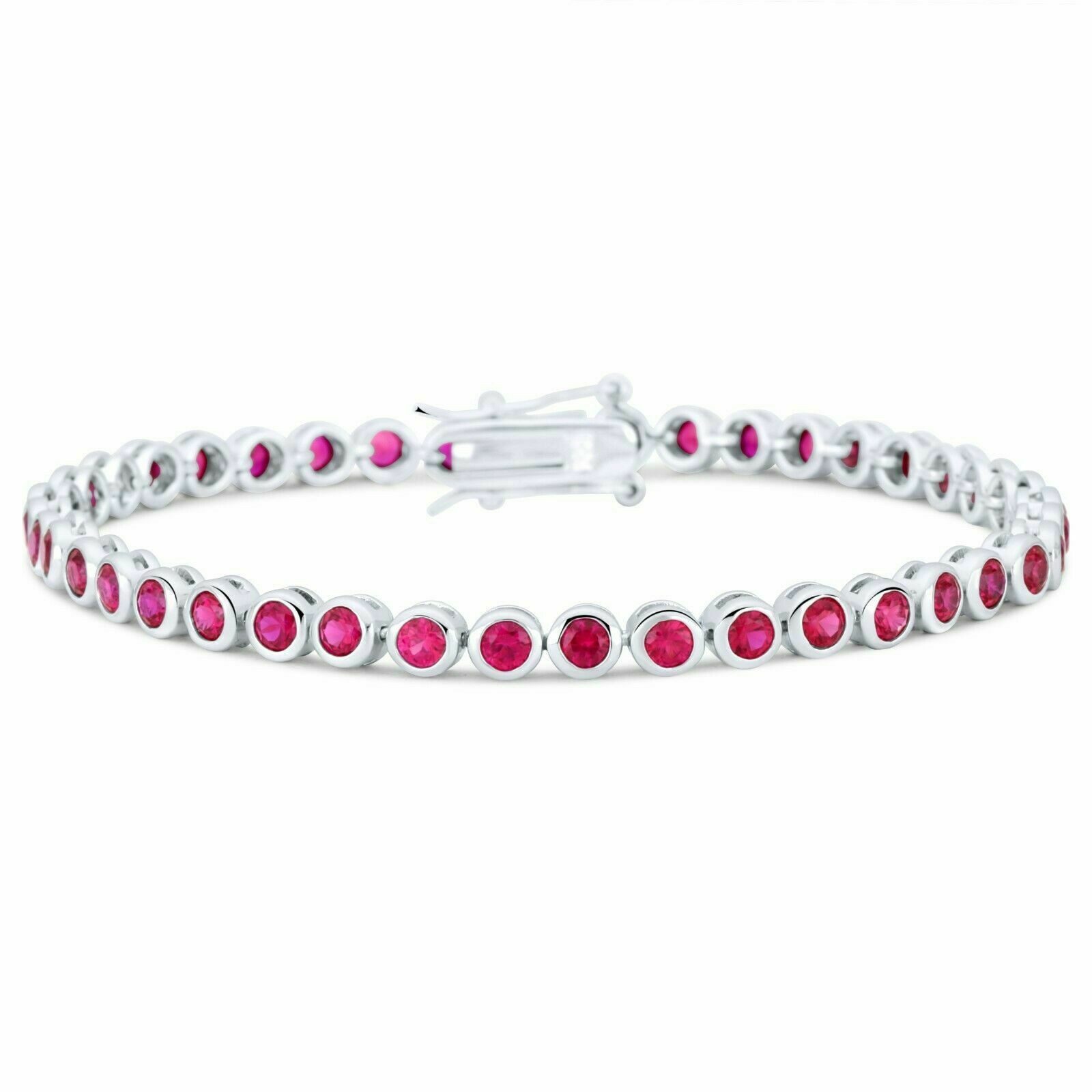 TONY FEIN Tennisarmband Tennisarmband Rund 3mm 925er Silber Zirkonia Rot Rhodiniert mehr