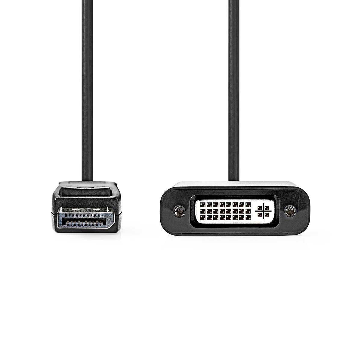 Nedis CCGB37250BK02 Video-Adapter Displayport-Adapter zu Displayport-Adapter, 20 cm, DisplayPort, DVI-I 24+5-Pin, 1080p@60Hz, für flexible Anwendung