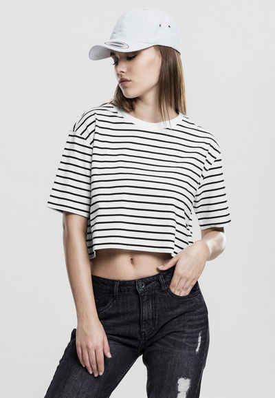 URBAN CLASSICS Kurzarmshirt Damen Ladies Short Striped Oversized Tee (1-tlg)