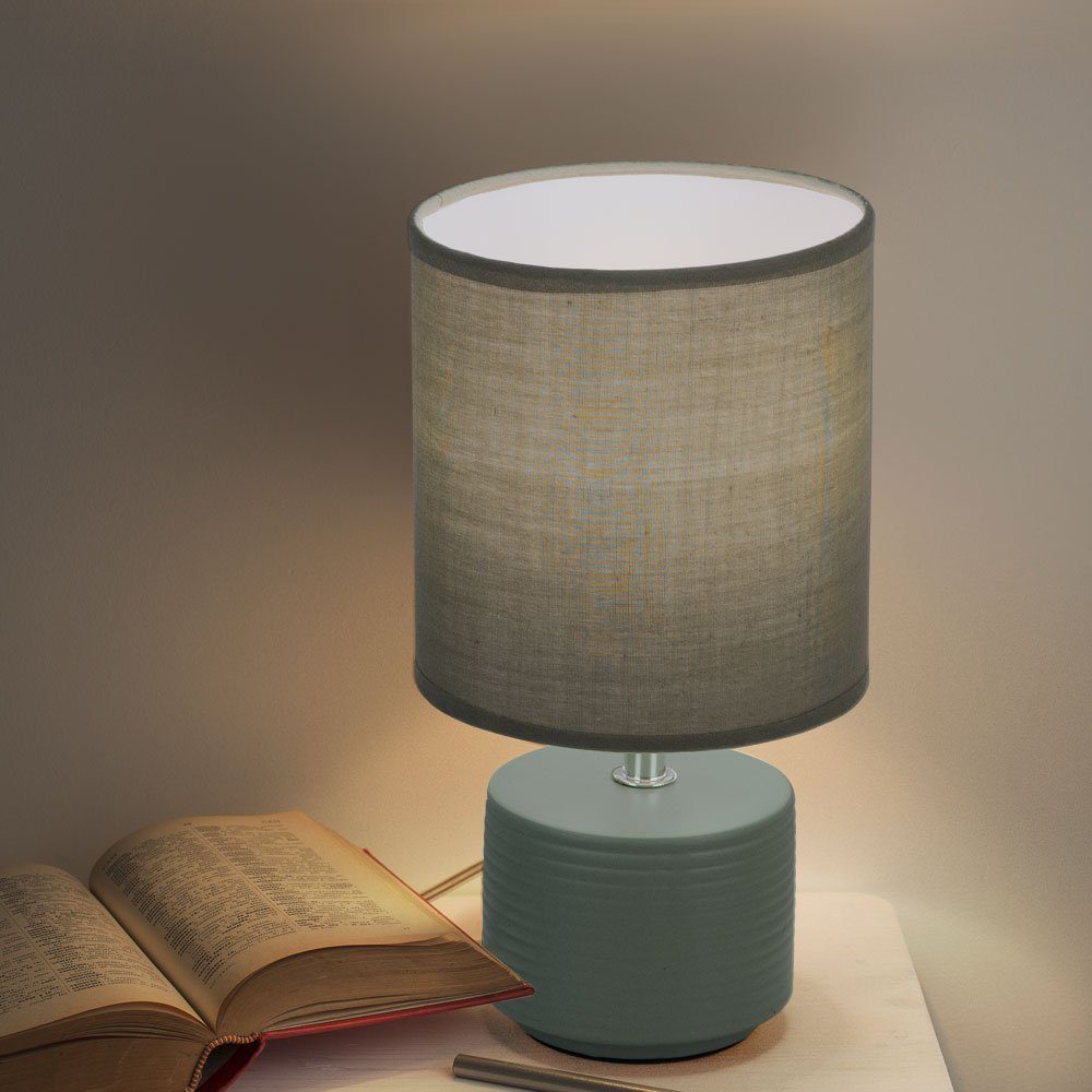 Textil Schreib Nacht Tisch Lampe grün Wohn Zimmer Beleuchtung Lese Leuchte Glas 