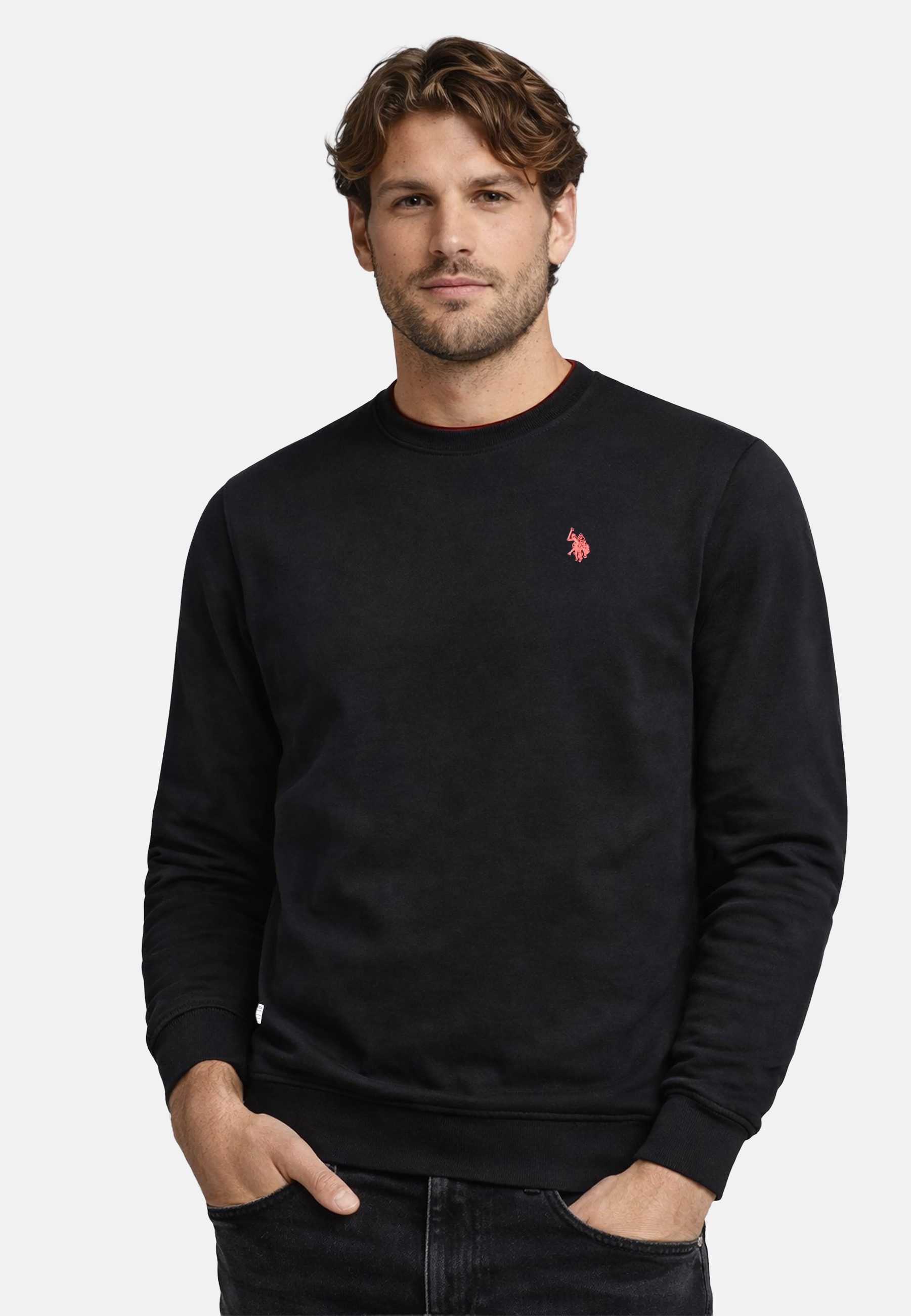U.S. Polo Assn. Sweatshirt USRexx Herren Pullover mit Rundhalsausschnitt aus Baumwolle Klassisches Sweatshirt mit Rippbündchen und Logostickerei