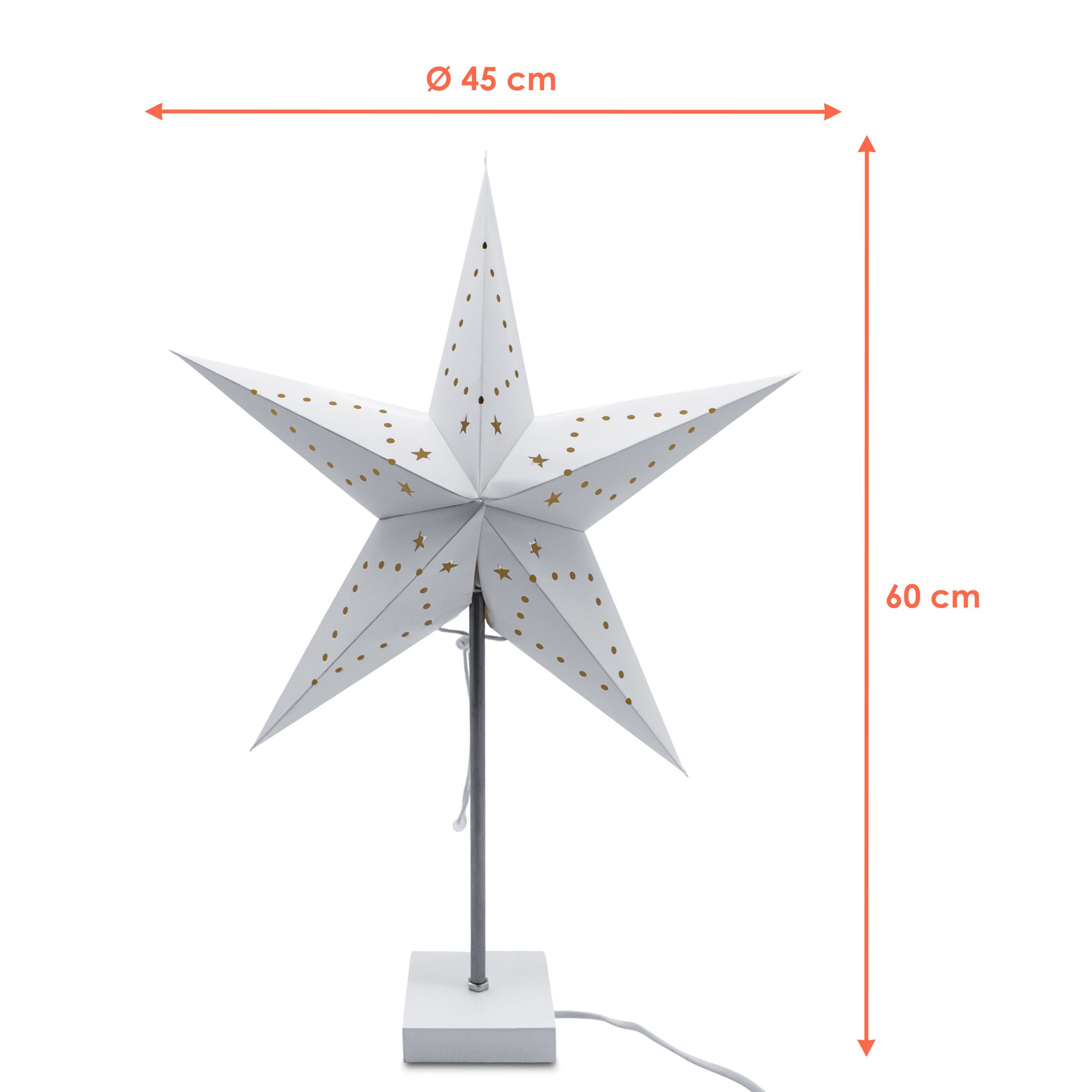 Spetebo LED-Dekofigur Papier Weihnachtsstern Leuchte auf Fuß 60 cm (Anzahl, günstig online kaufen