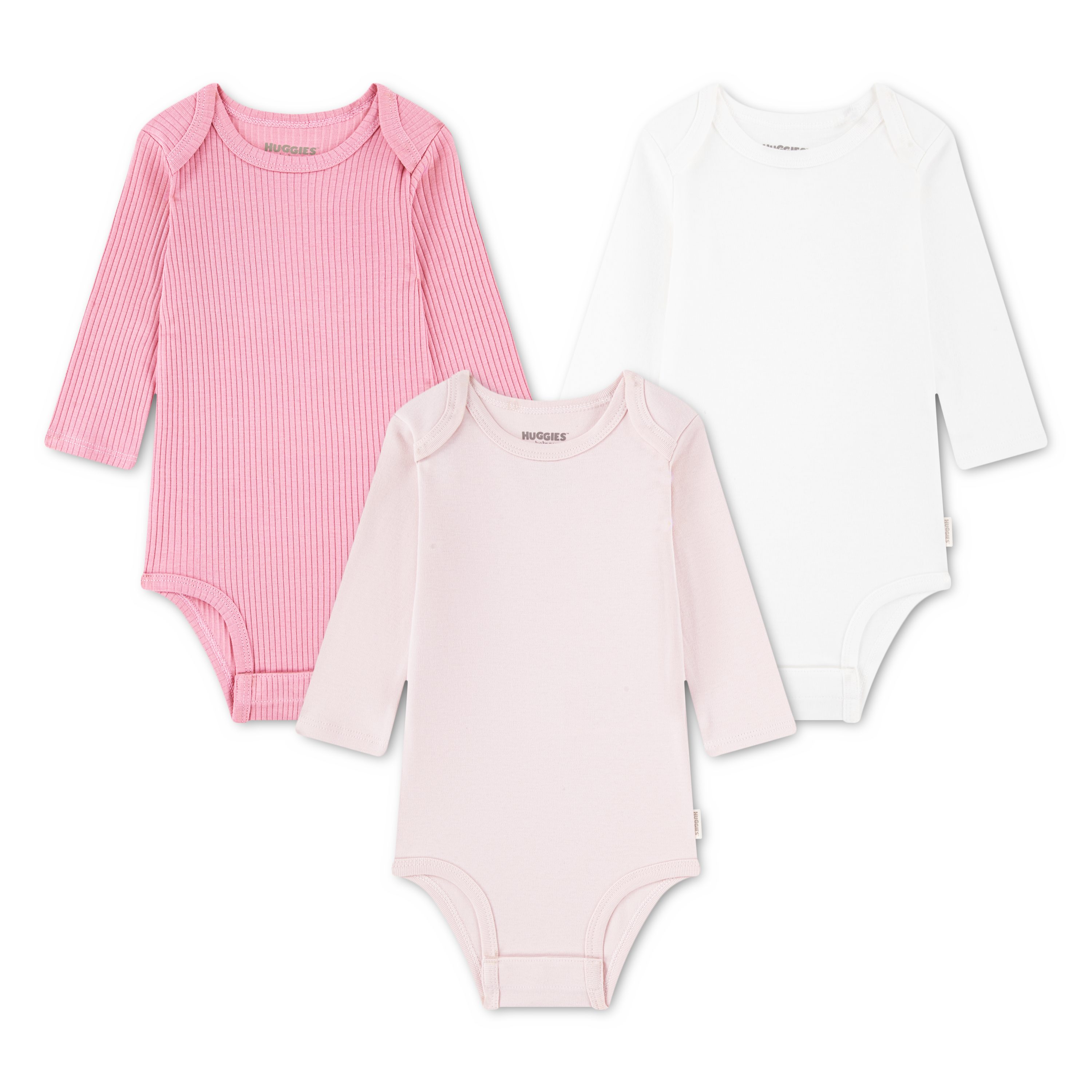 HUGGIES babywear Langarmbody HUGB 3PK BODYSUIT (Packung, 3-tlg) 3er-Pack, in Ripp-Optik